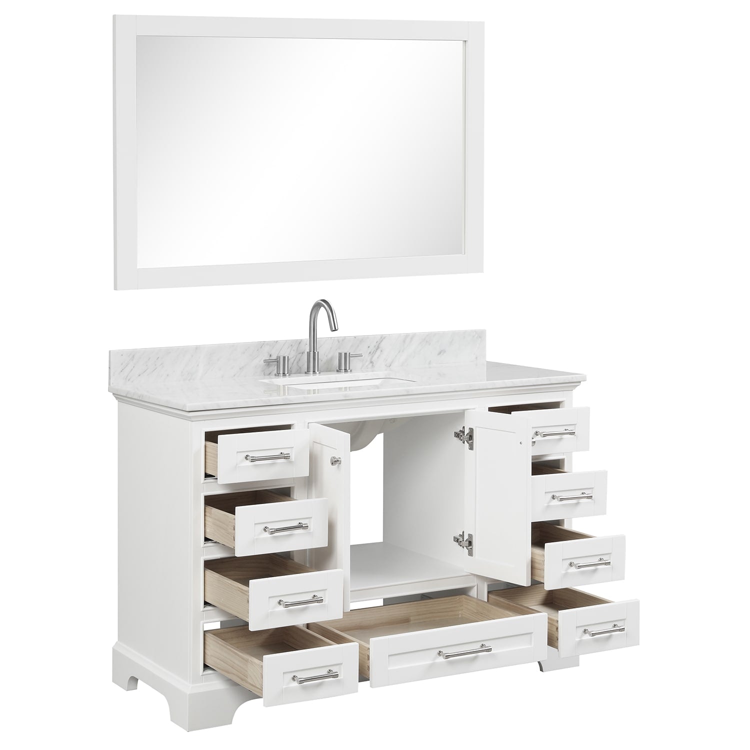 Copenhagen 48″ Vanity with Marble Countertop - Contemporary Bathroom Vanity