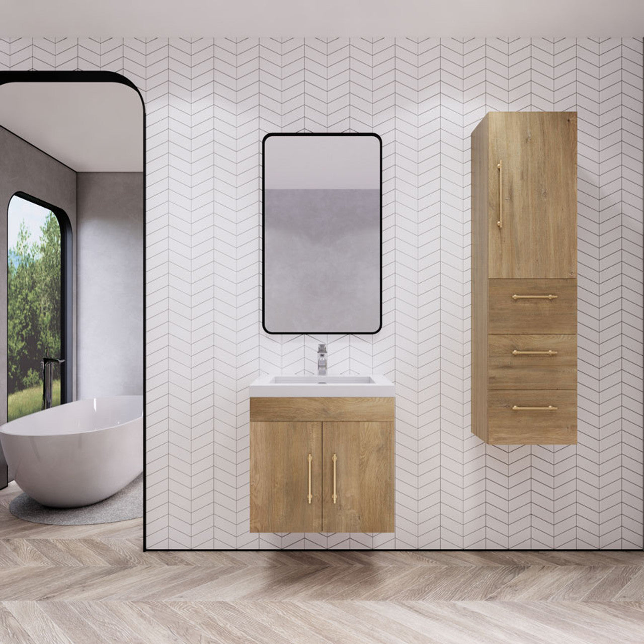 Eliza 24'' Wall Mount Vanity With Single Sink Vanity Plus - Luxury Bathroom Vanity