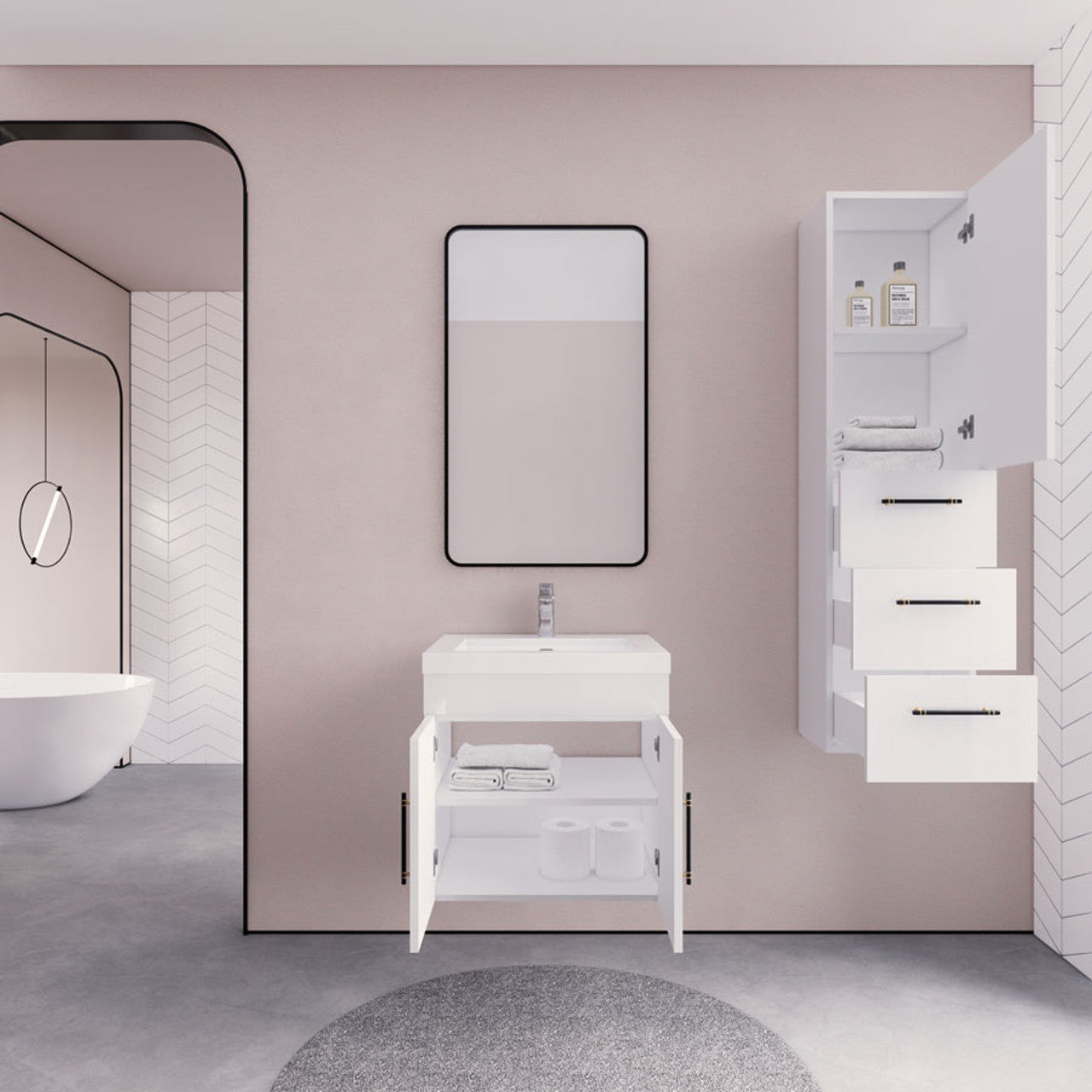 Eliza 24'' Wall Mounting Vanity With Single Sink Vanity Plus - Luxury Bathroom Vanity