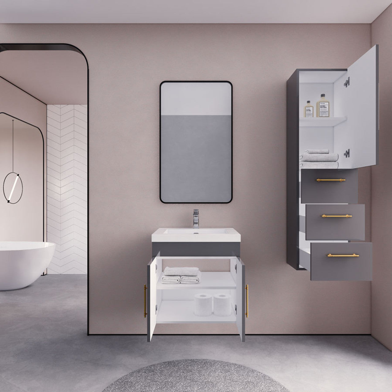 Eliza 24'' Wall Mount Vanity With Single Sink  - Luxury Bathroom Vanity
