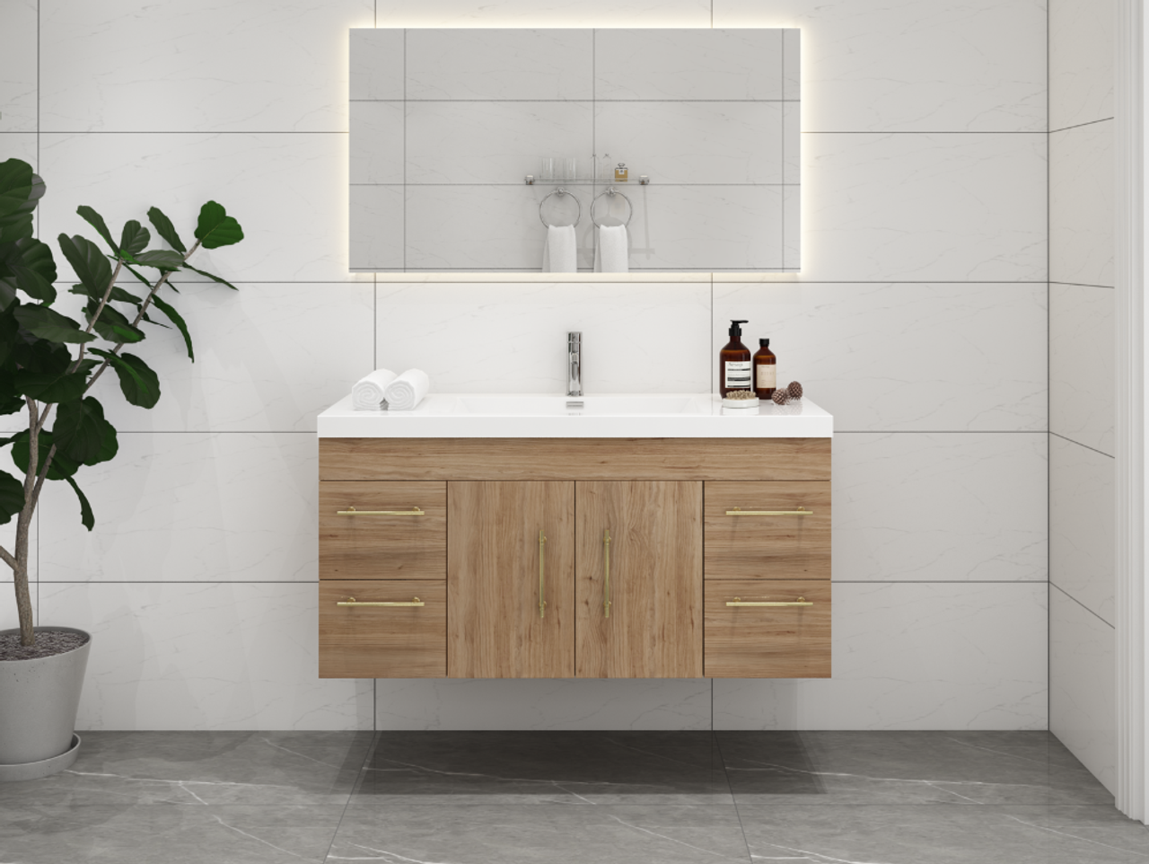 Eliza 48'' Wall Mounting Vanity With Single Sink Vanity Plus - Luxury Bathroom Vanity