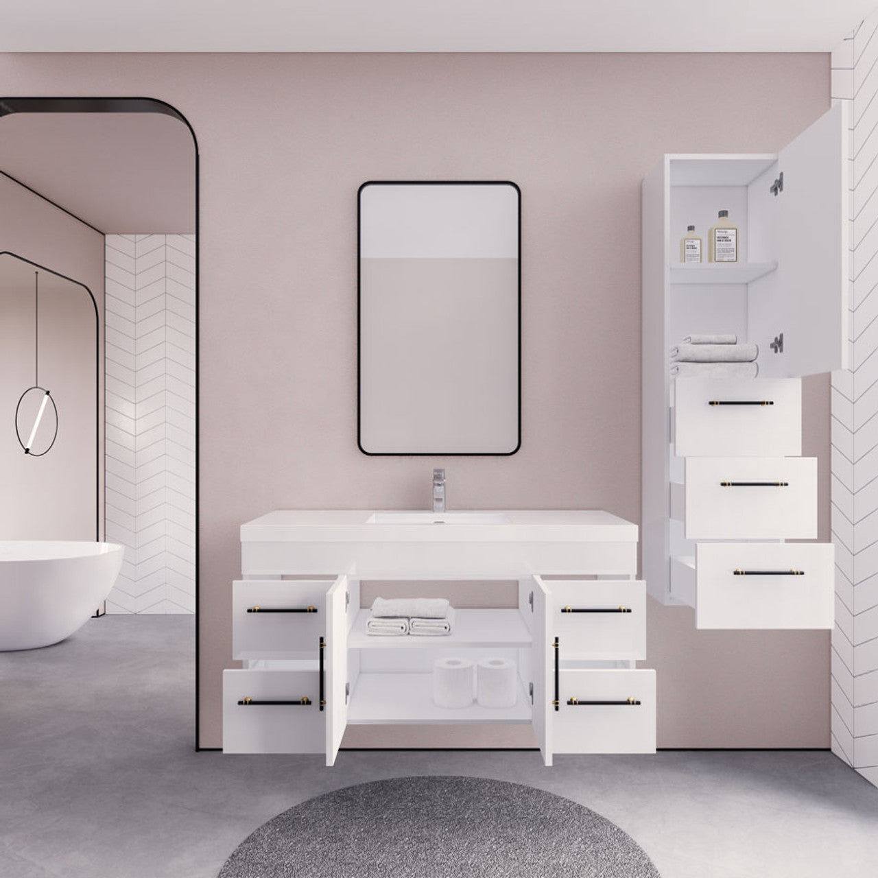 Eliza 48'' Wall Mounting Vanity With Single Sink Vanity Plus - Luxury Bathroom Vanity