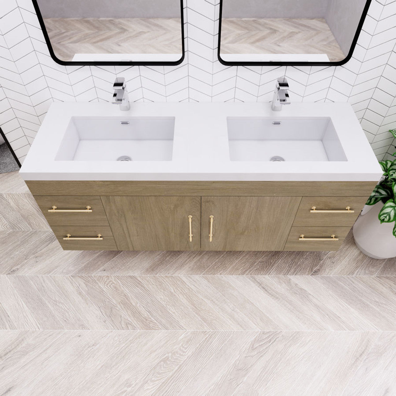 Eliza 60'' Wall Mounting Vanity With Double Sink Vanity Plus - Luxury Bathroom Vanity