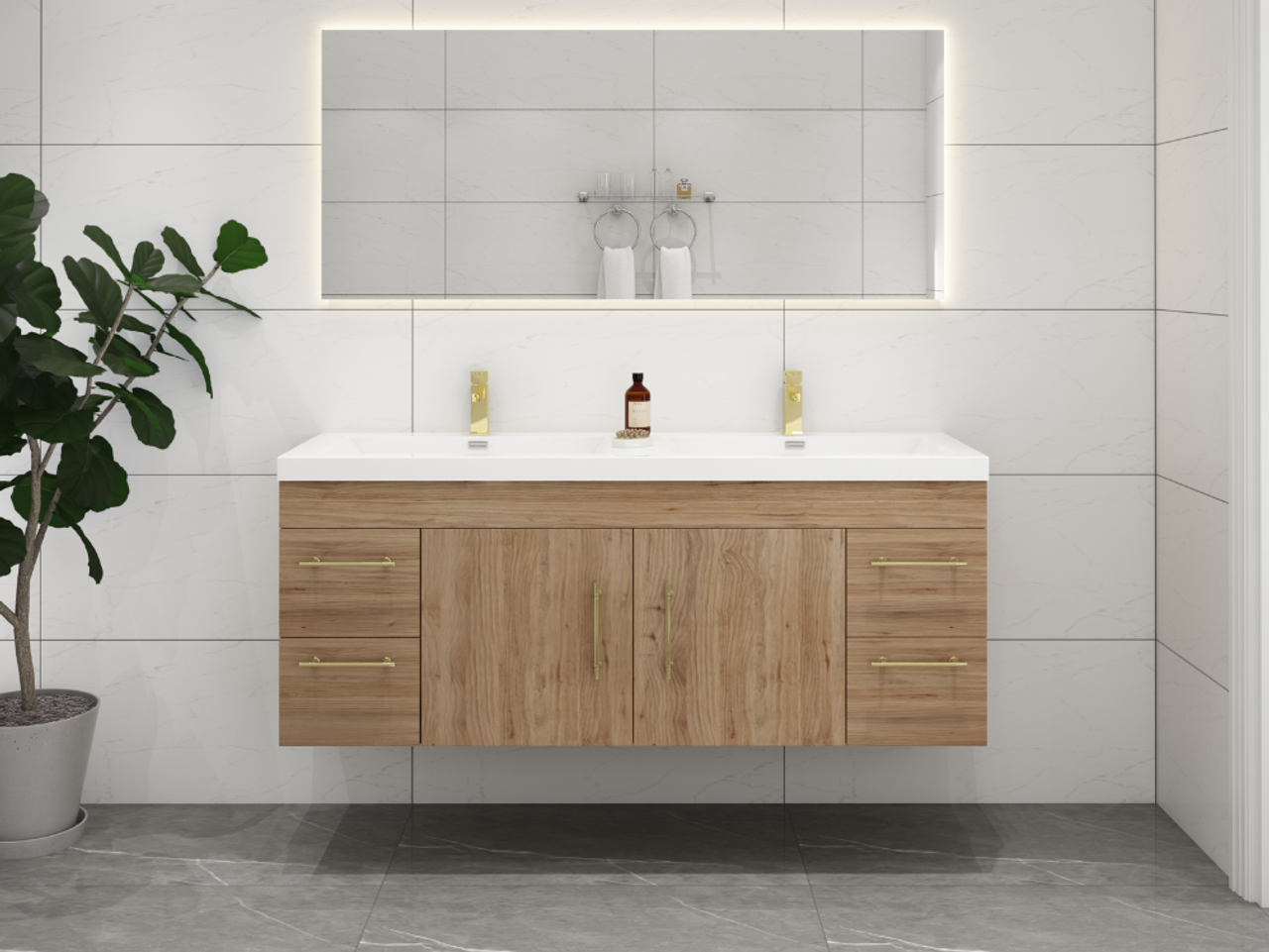Eliza 60'' Wall Mounting Vanity With Double Sink Vanity Plus - Luxury Bathroom Vanity