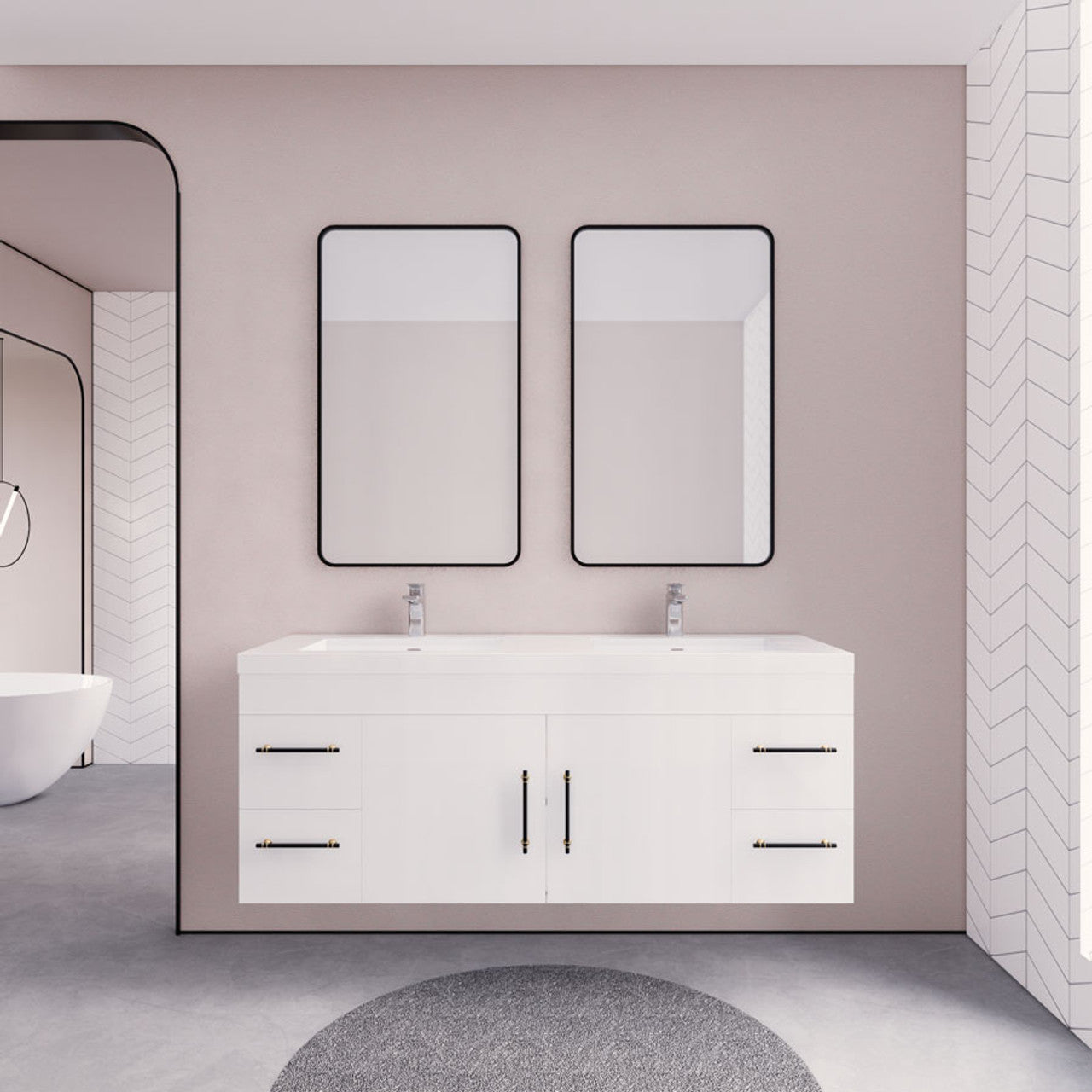 Eliza 60'' Wall Mounting Vanity With Double Sink - Luxury Bathroom Vanity
