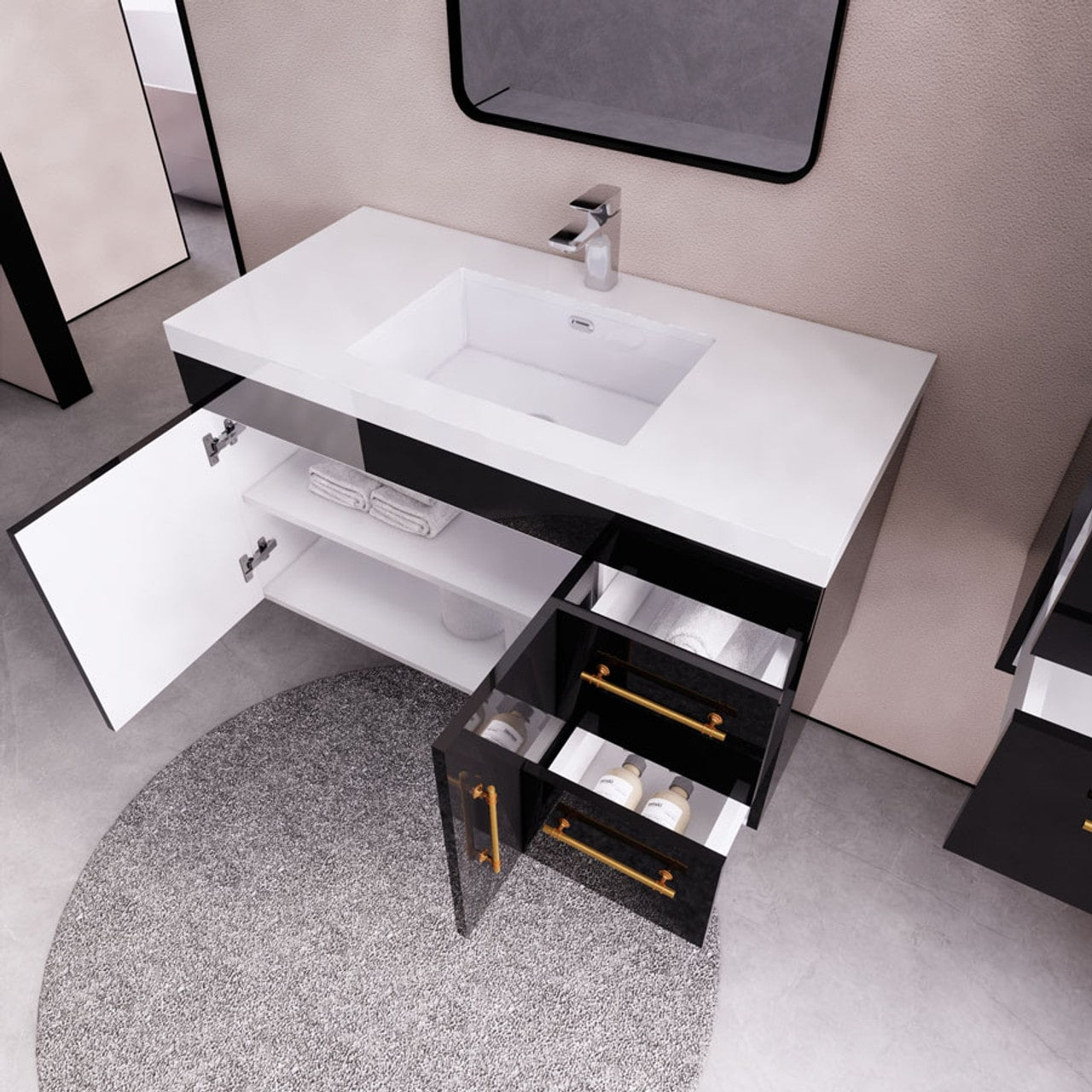 Eliza 42'' Wall Mounting Vanity with Acrylic Sink - Luxury Bathroom Vanity