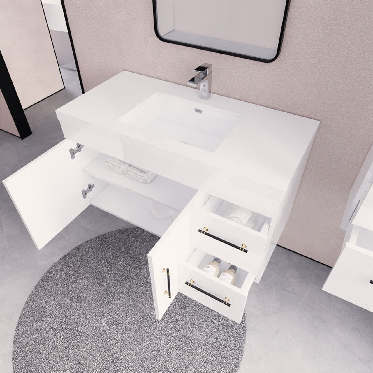 Eliza 42'' Wall Mounting Vanity with Acrylic Sink - Luxury Bathroom Vanity