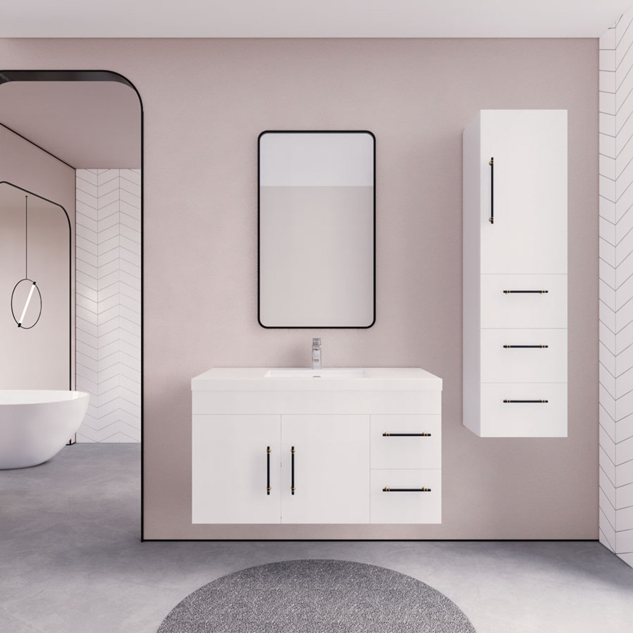 Eliza 42'' Wall Mounting Vanity with Acrylic Sink - Luxury Bathroom Vanity