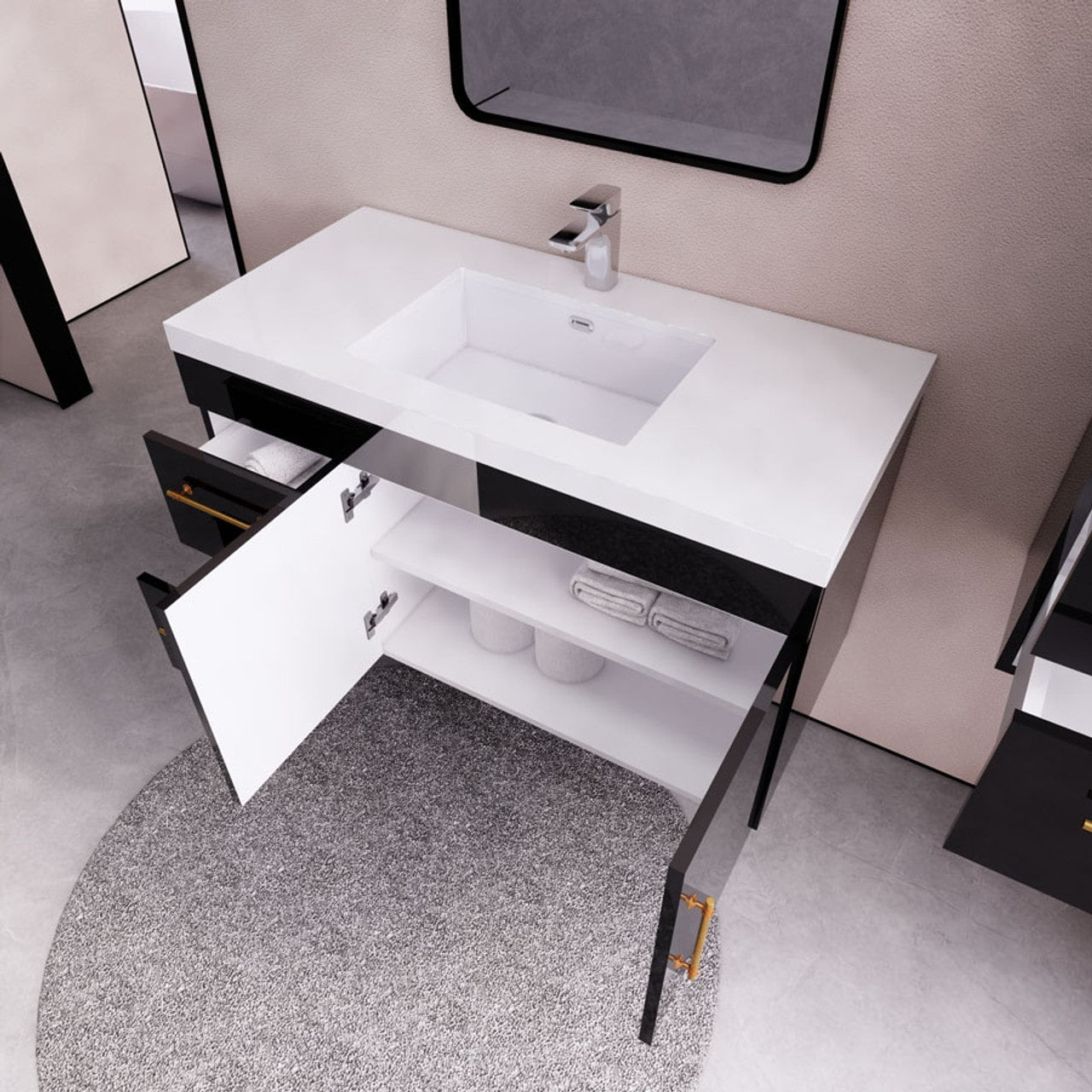 Eliza 42'' Wall Mount Vanity with Single Acrylic Sink - Luxury Bathroom Vanity