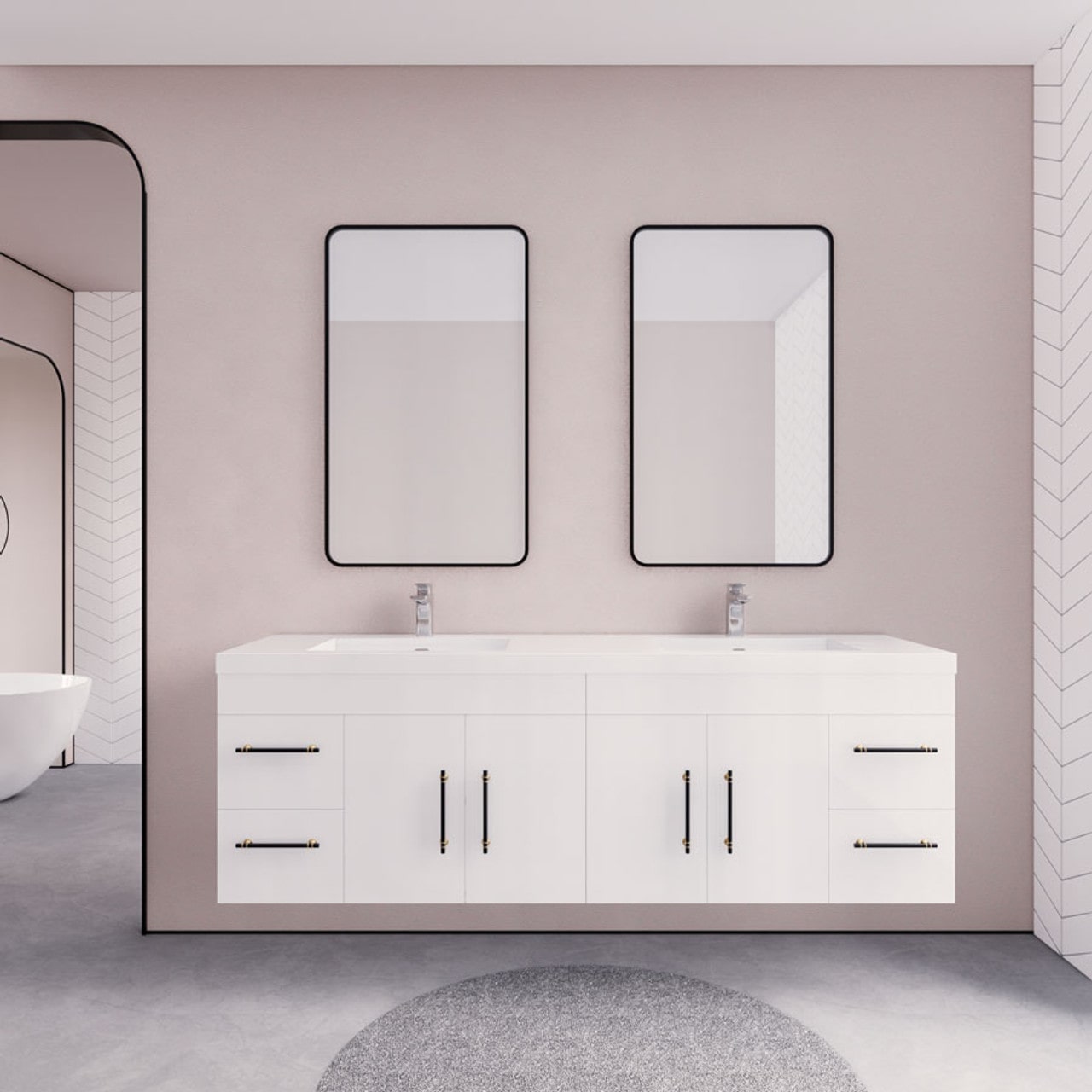 Eliza 72'' Wall Mount Vanity With Double Sink - Luxury Bathroom Vanity