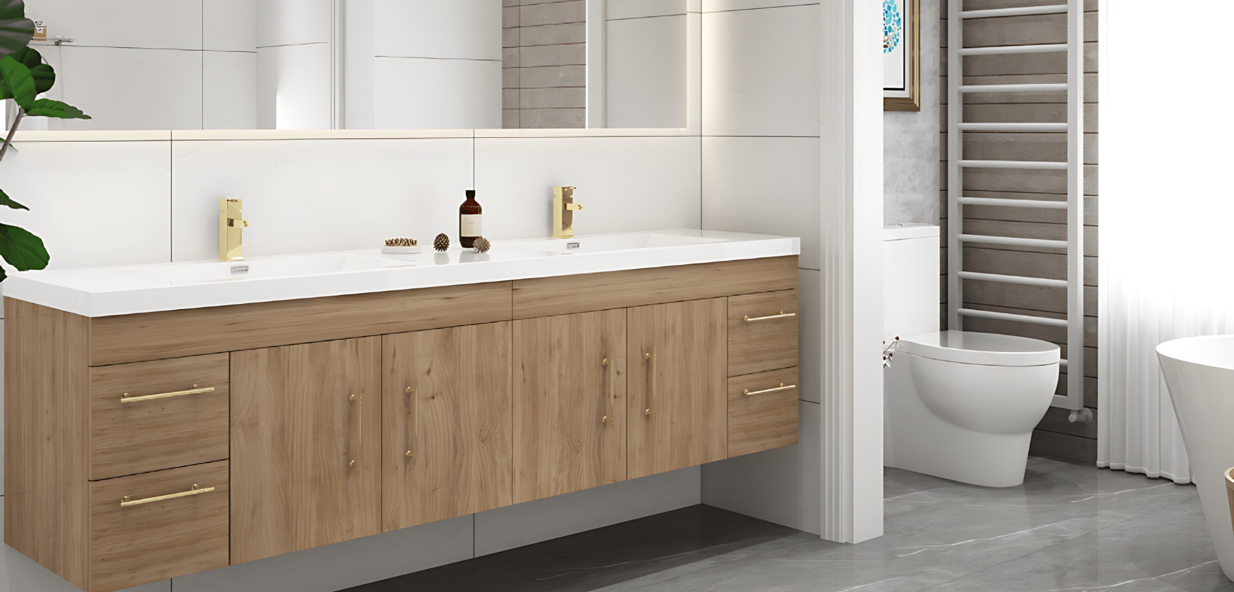 Floating Bathroom Vanities are clean, sleek modern bathroom vanities that will bring your bathroom into a new age.
