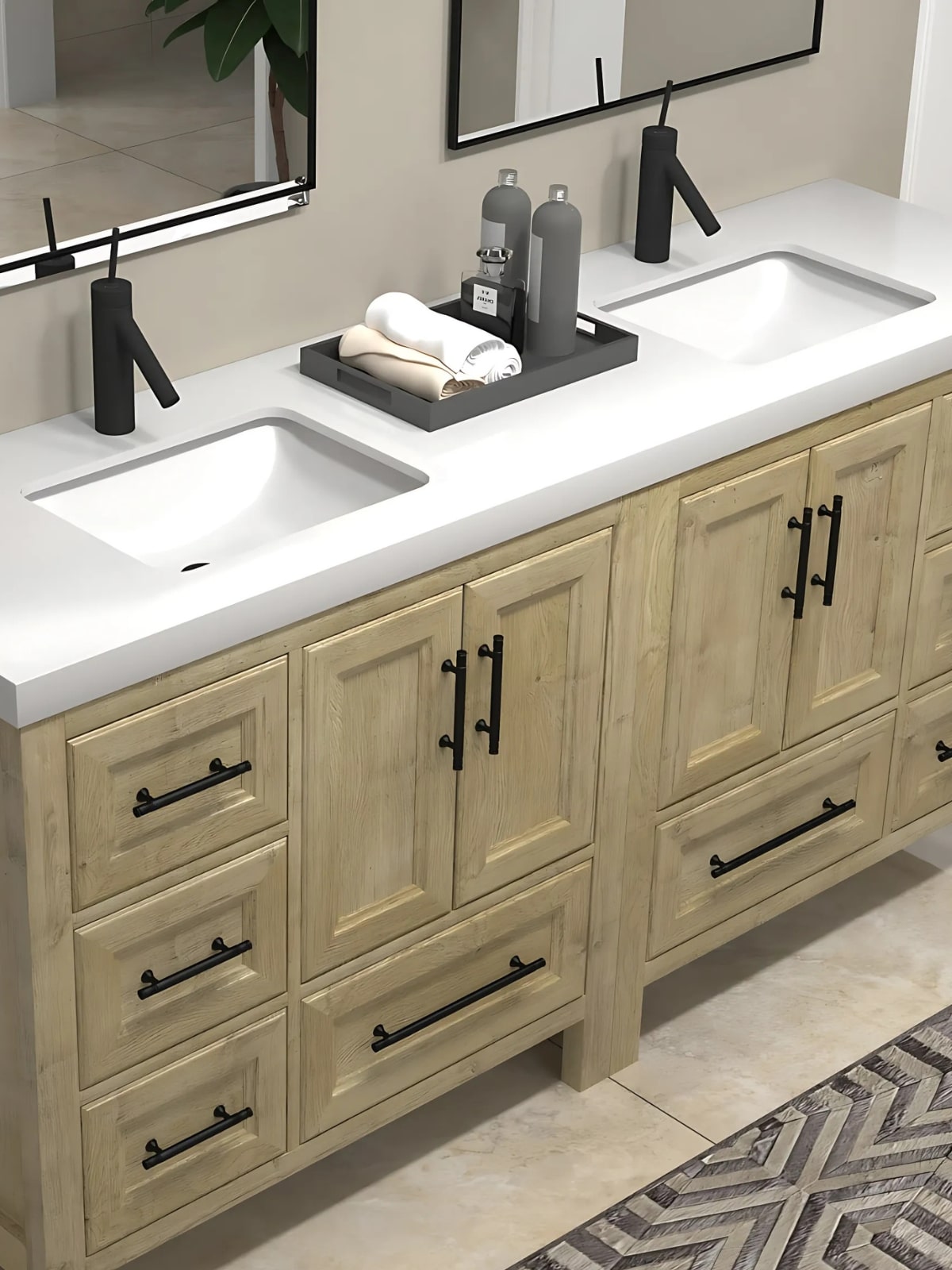 VIV Freestanding Double Bathroom Vanity with two Sink Basins