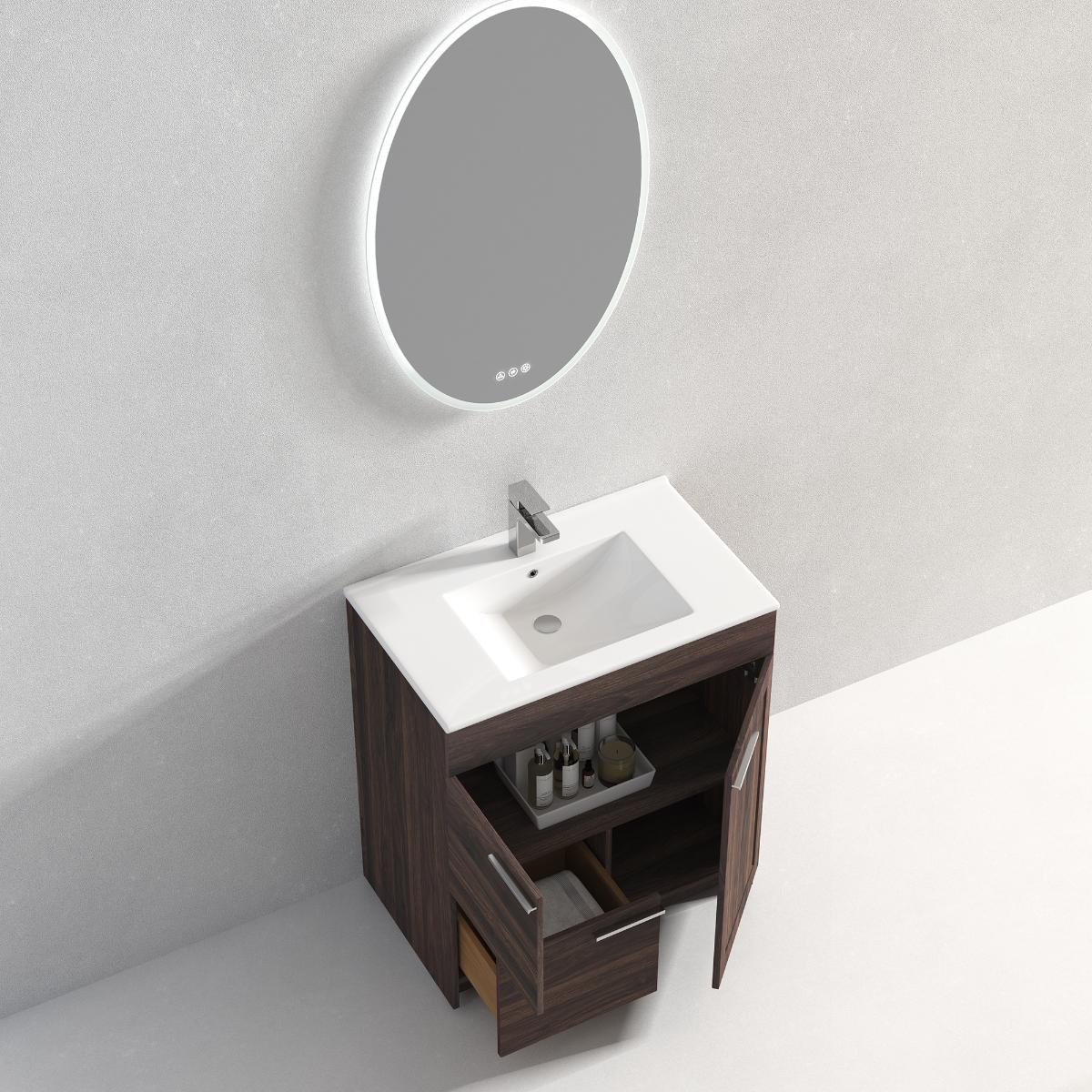 Hanover 30″ Free-Standing Vanity with Acrylic Top - Contemporary Bathroom Vanity