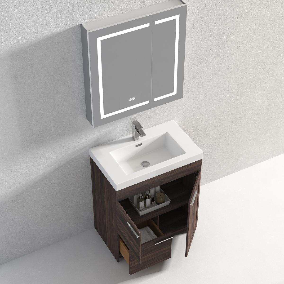 Hanover 30″ Free-Standing Vanity with Acrylic Top Vanity Plus - Contemporary Bathroom Vanity