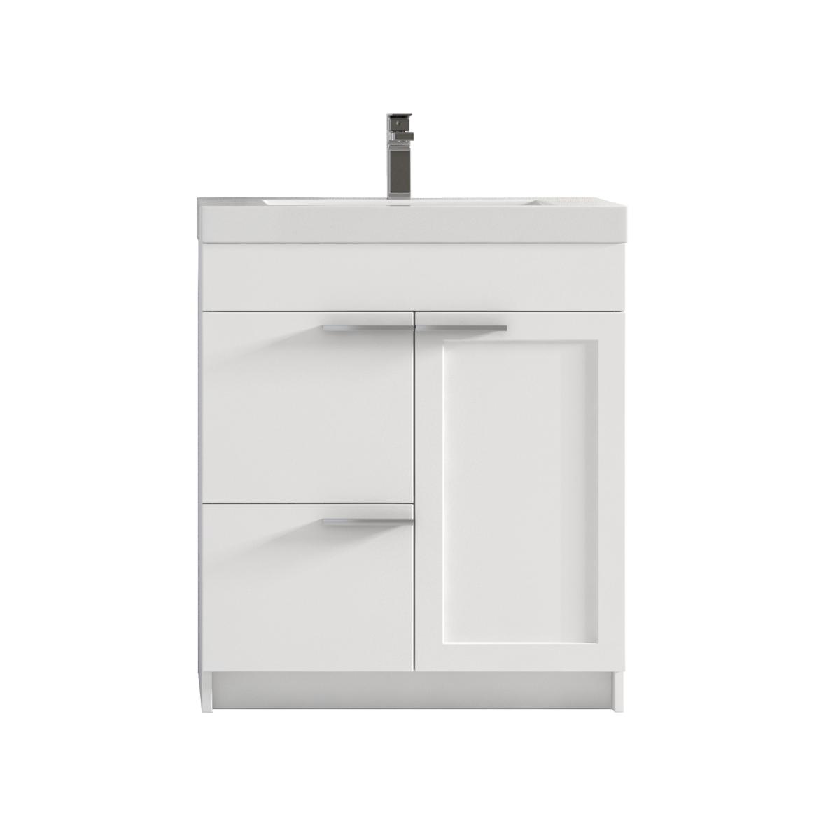 Hanover 30″ Free-Standing Vanity with Acrylic Top - Contemporary Bathroom Vanity