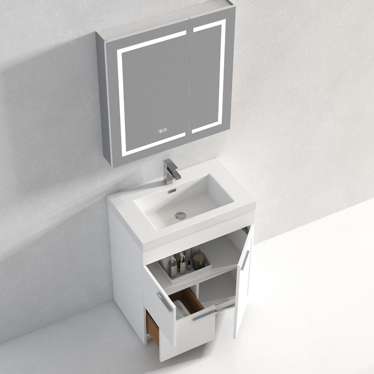 Hanover 30″ Free-Standing Vanity with Acrylic Top - Contemporary Bathroom Vanity