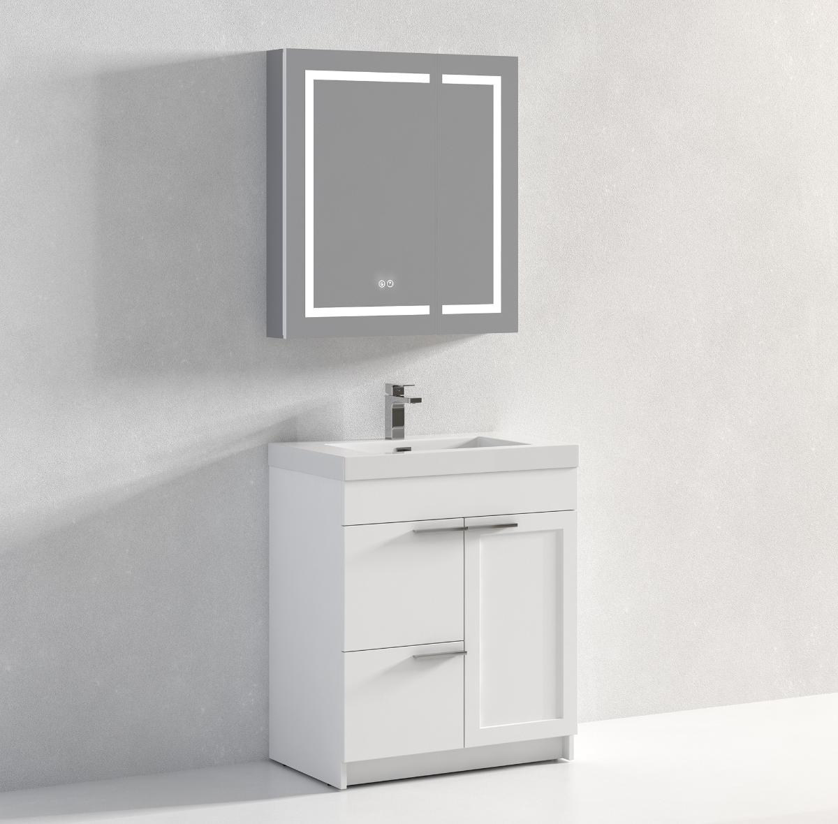 Hanover 30″ Free-Standing Vanity with Acrylic Top - Contemporary Bathroom Vanity