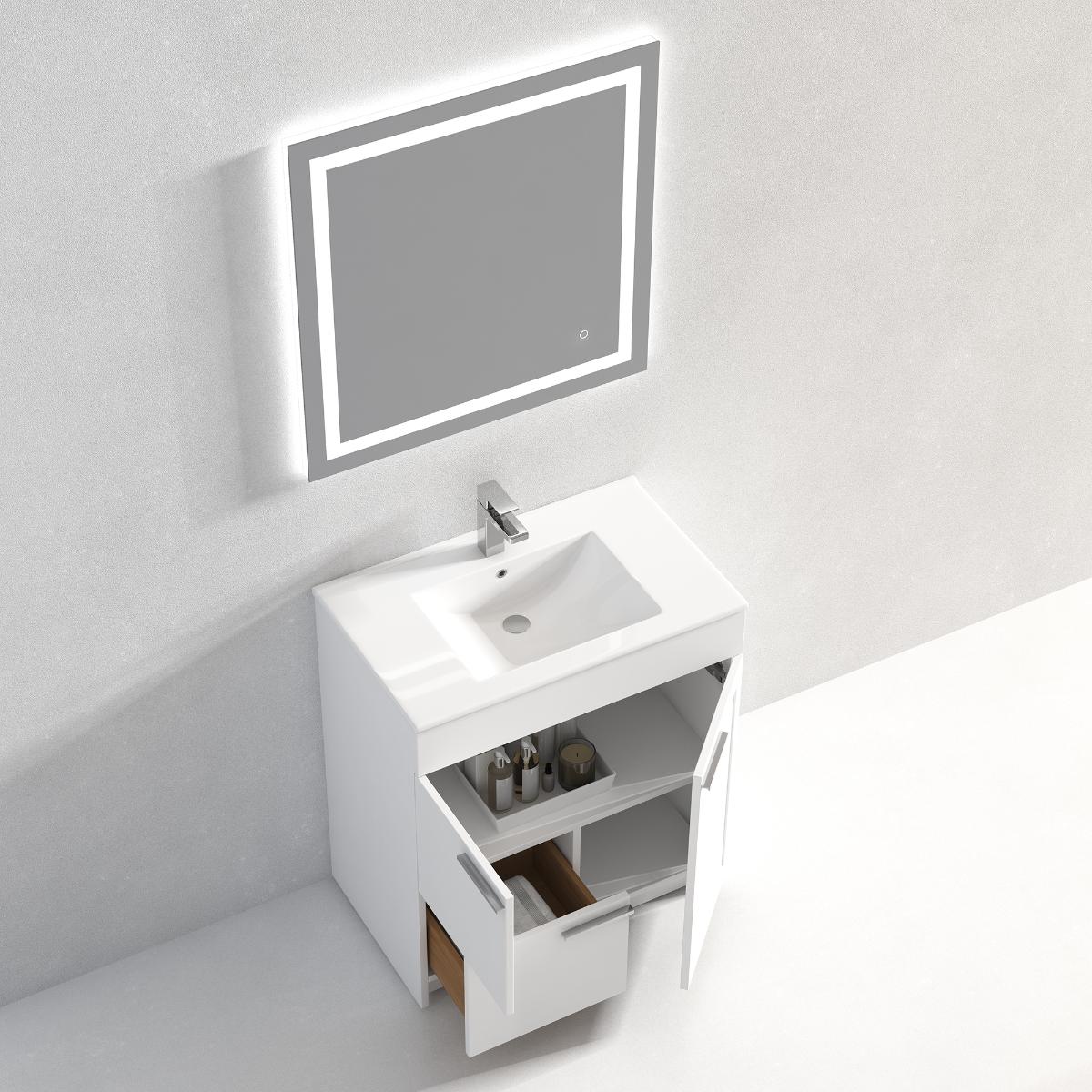 Hanover 30″ Free-Standing Vanity with Ceramic Top - Contemporary Bathroom Vanity