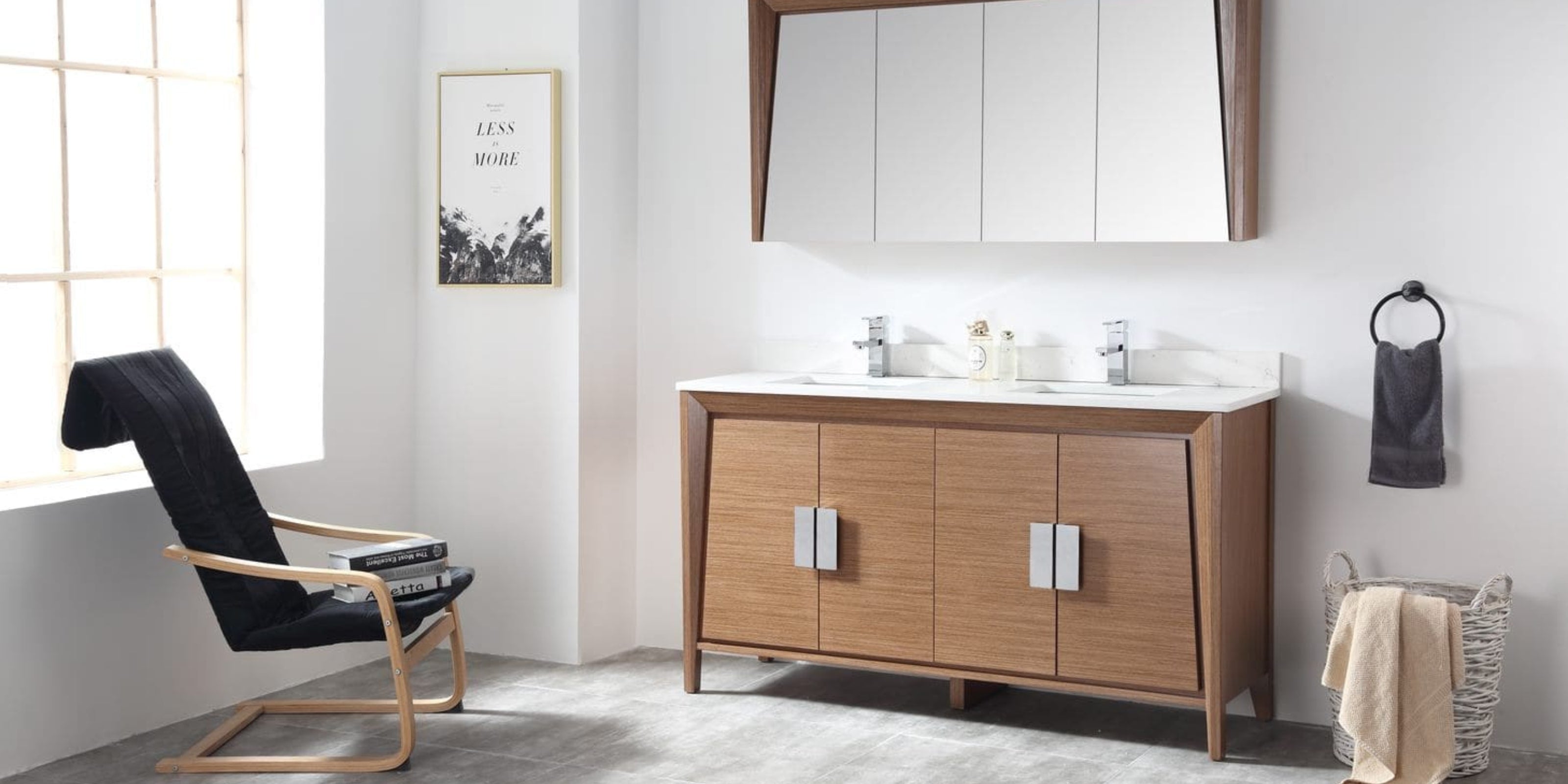 Mid Century Modern Vanity with solid wood features for your next bathroom makeover!