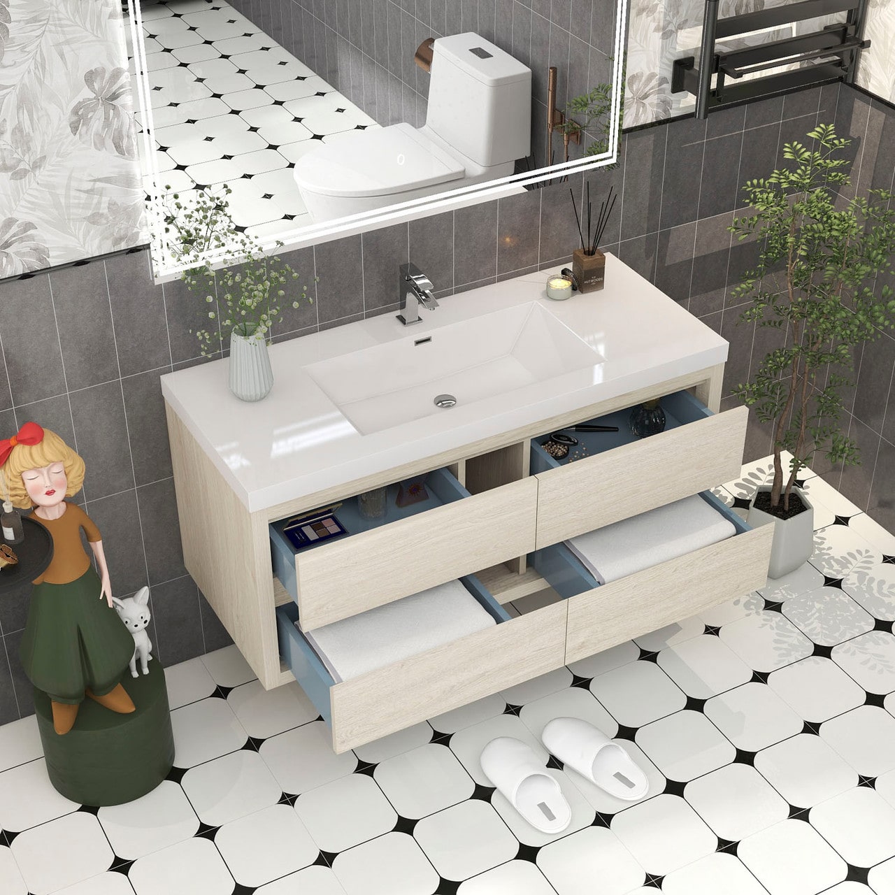 Louis 48" Modern Wall-Mounted Vanity