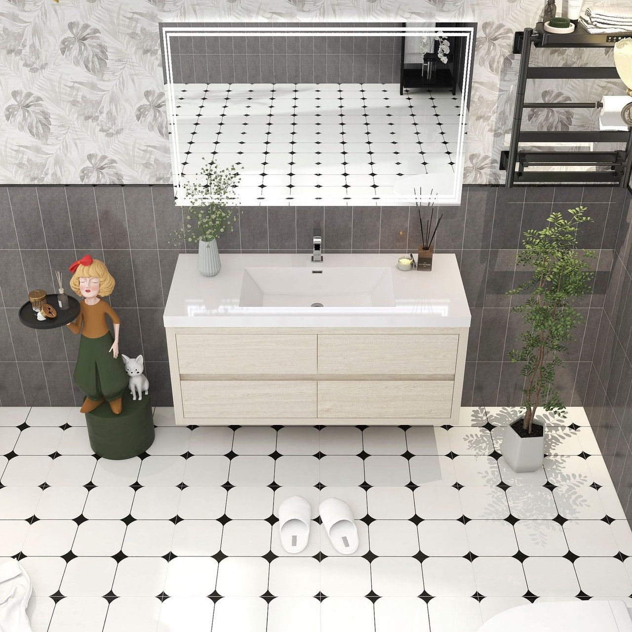 Louis 48" Modern Wall-Mounted Vanity