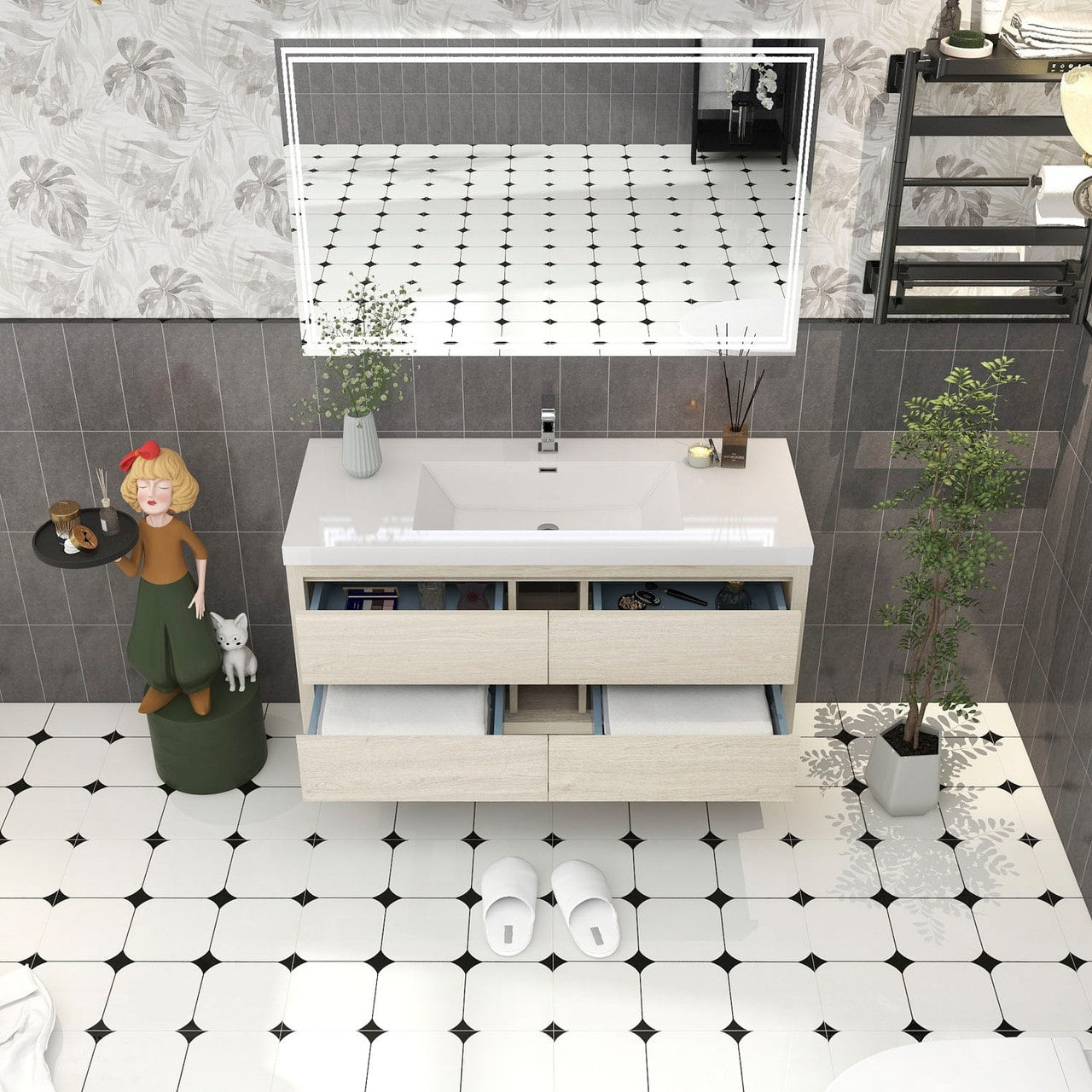 Louis 48" Modern Wall-Mounted Vanity
