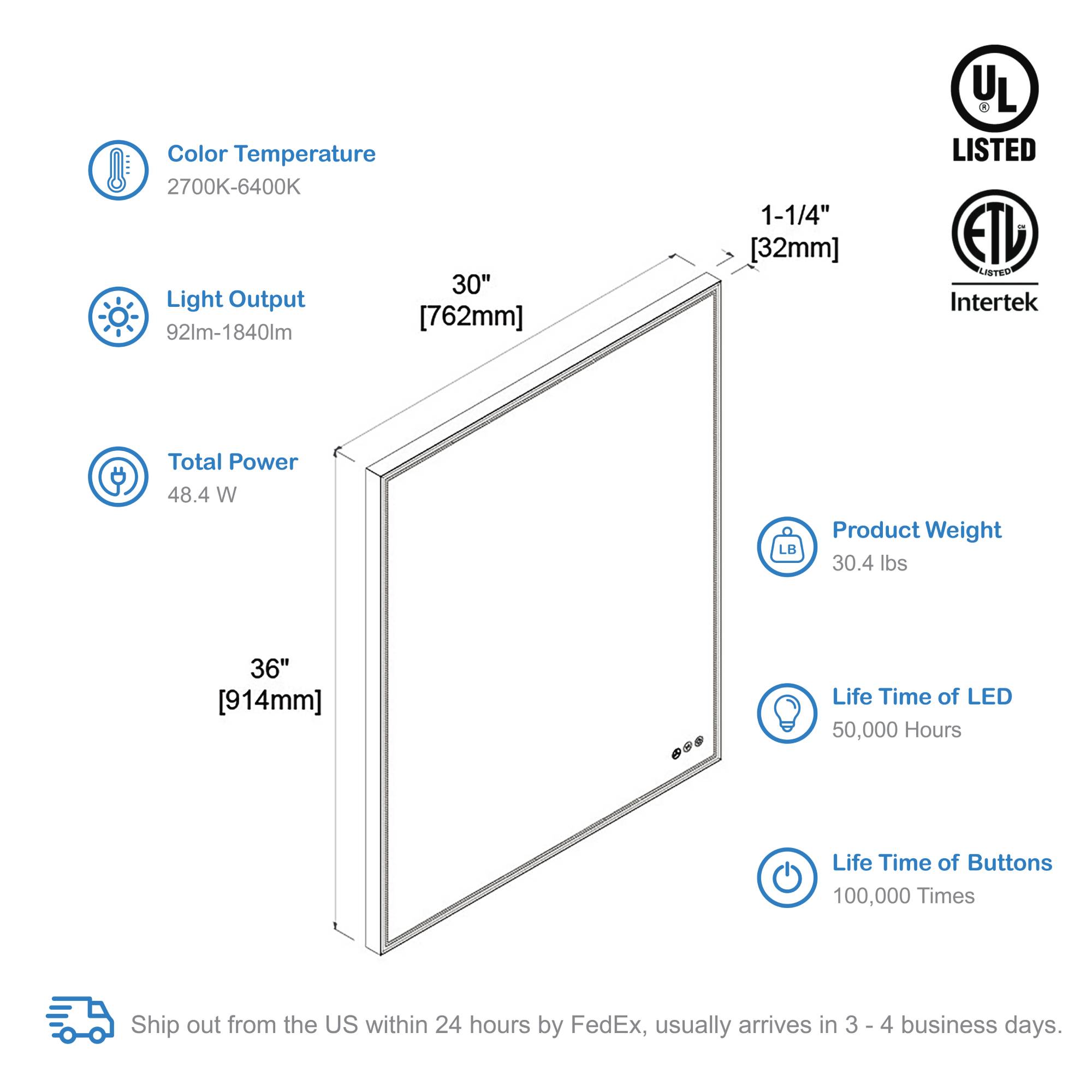 Stellar 30" LED Mirror