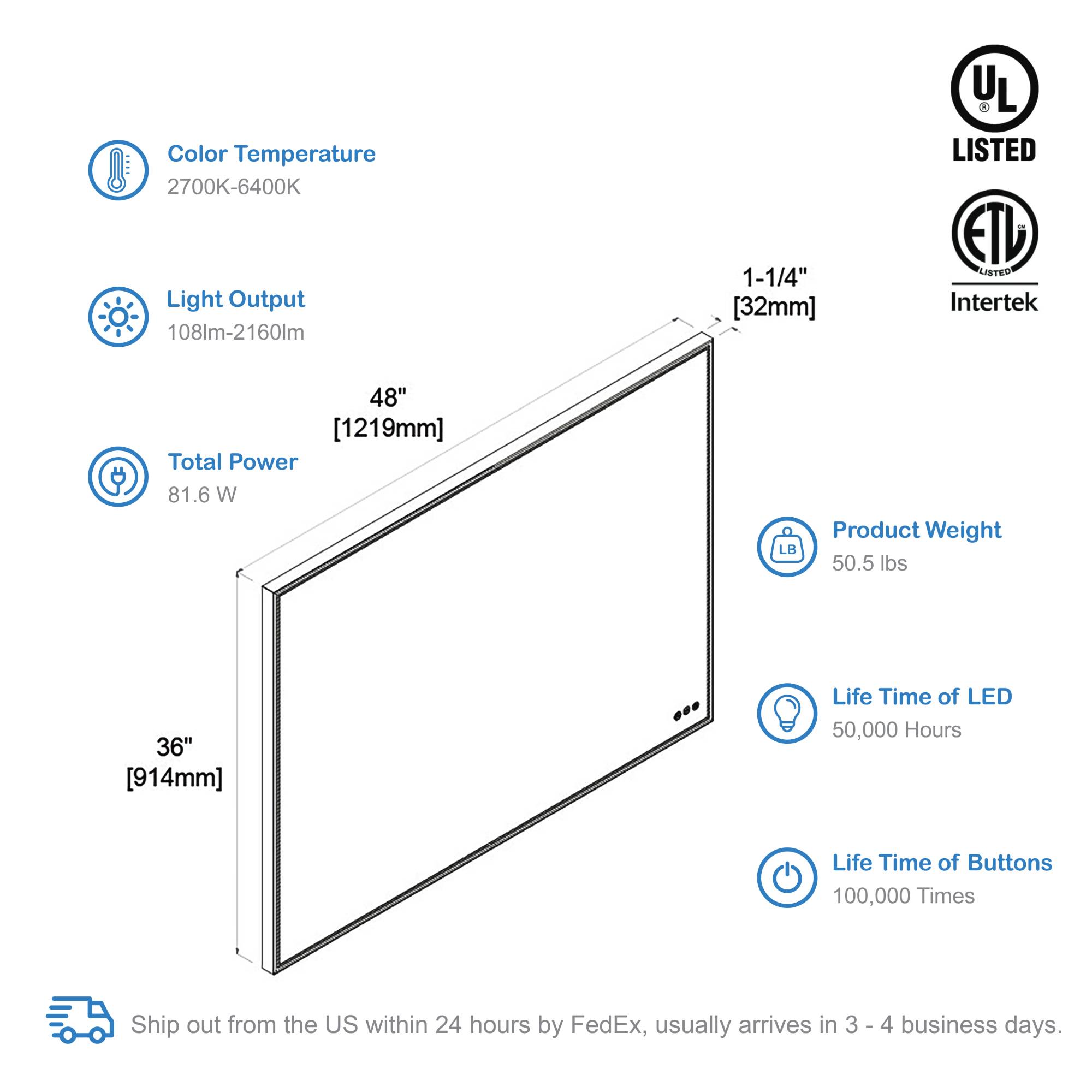 48 inch LED Mirror