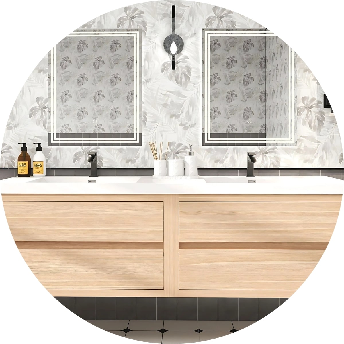 All bathroom vanities that are made from MDF with a Plywood Veneer.