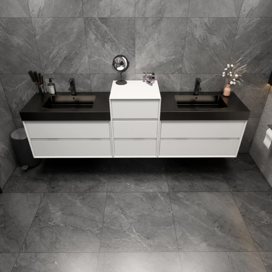 MAX 116" Wall Mounted Vanity with Double Sink