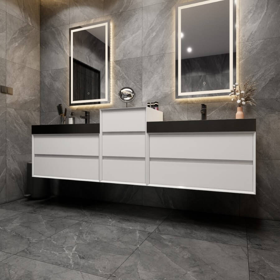 MAX 116" Wall Mounted Vanity with Double Sink