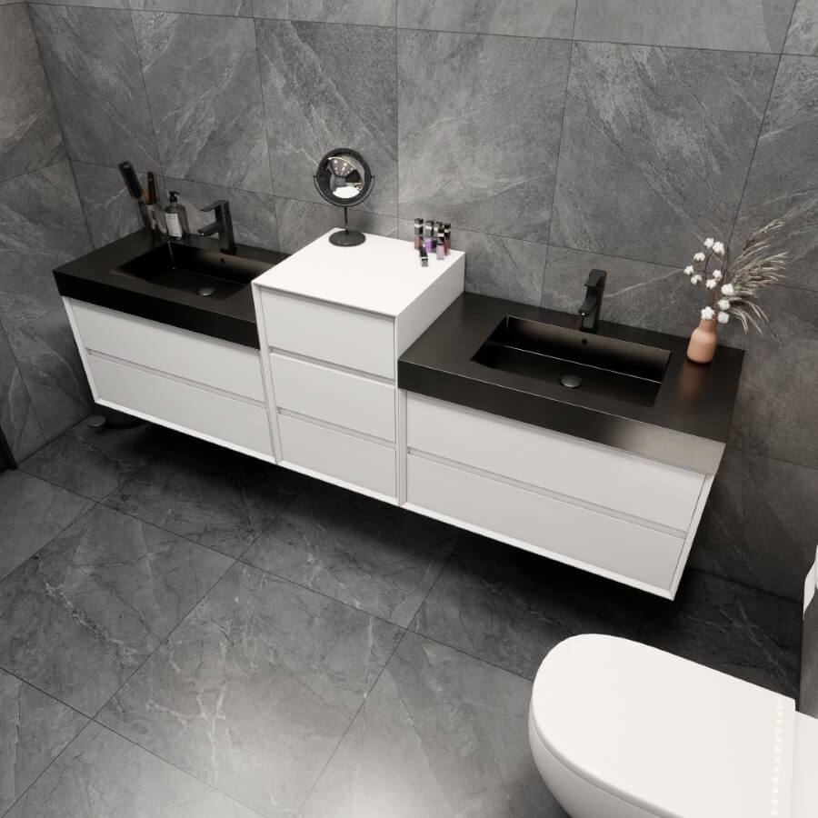 MAX 116" Wall Mounted Vanity with Double Sink