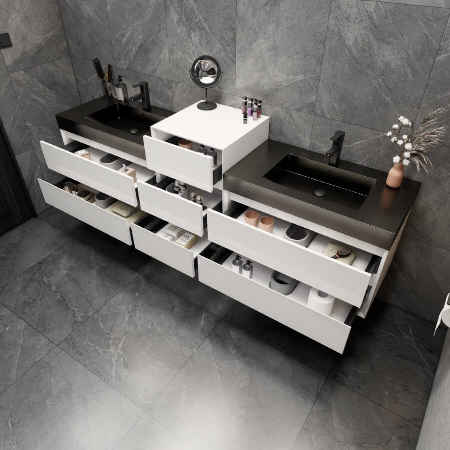 MAX 116" Wall Mounted Vanity with Double Sink