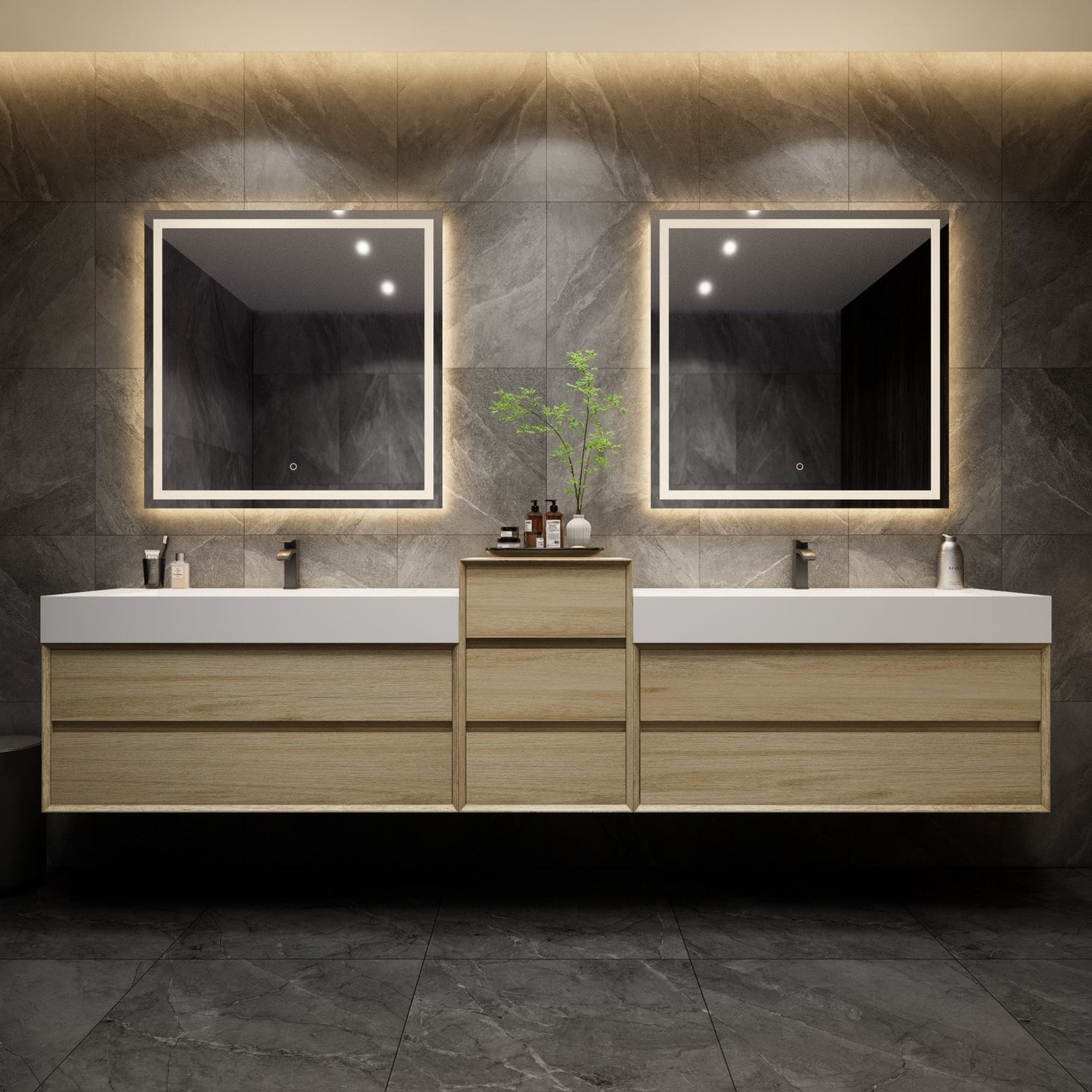 MAX 116" Wall Mounted Vanity with Double Sink