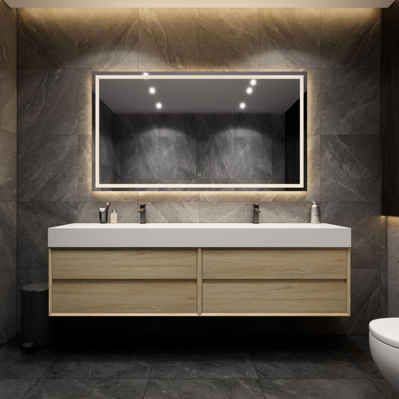 MAX 84" Wall Mounted Vanity with Double Sink