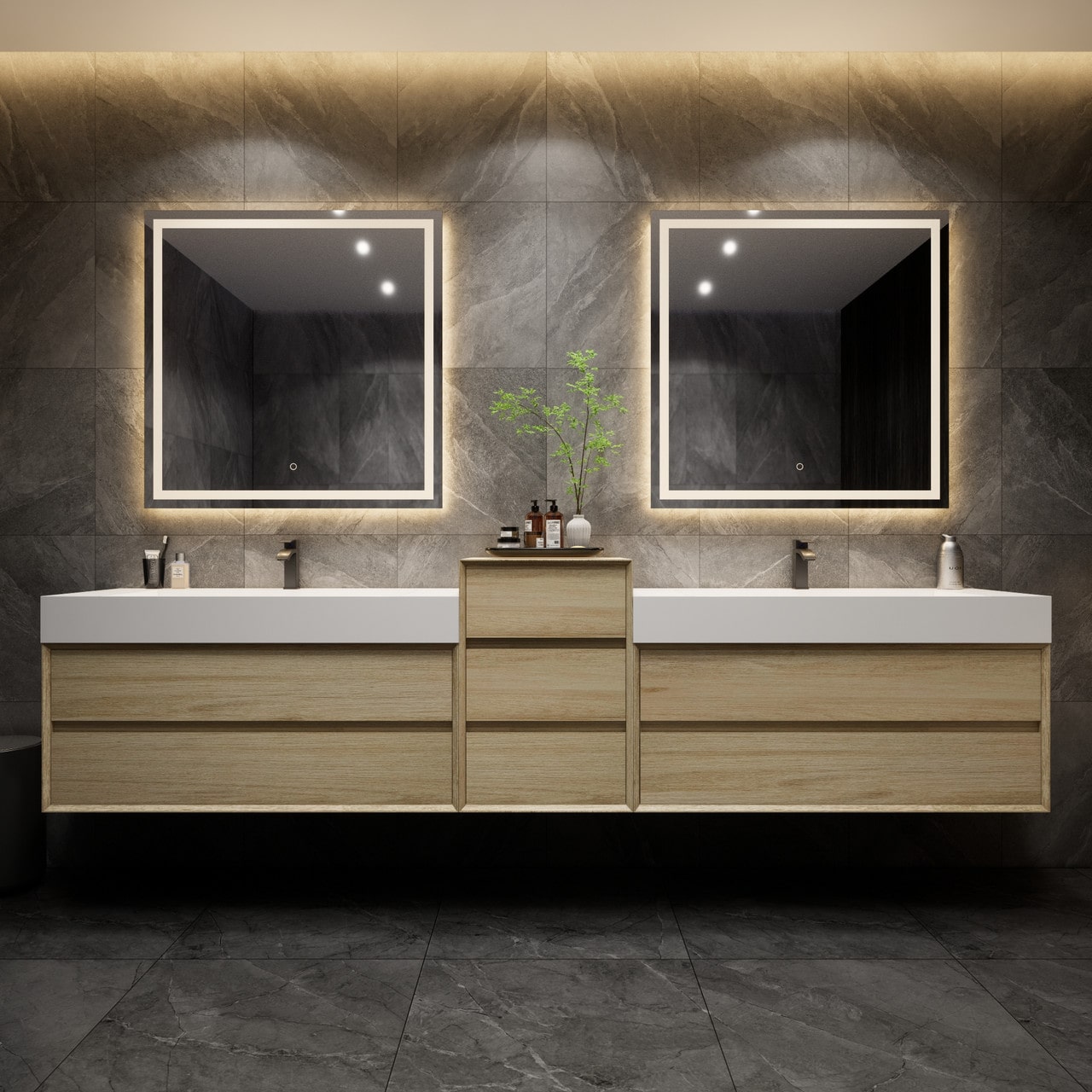 MAX 92" Wall Mounted Vanity with Double Sink