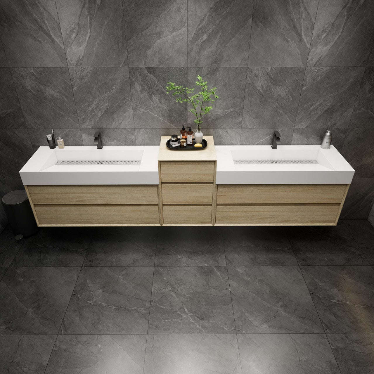 MAX 92" Wall Mounted Vanity with Double Sink