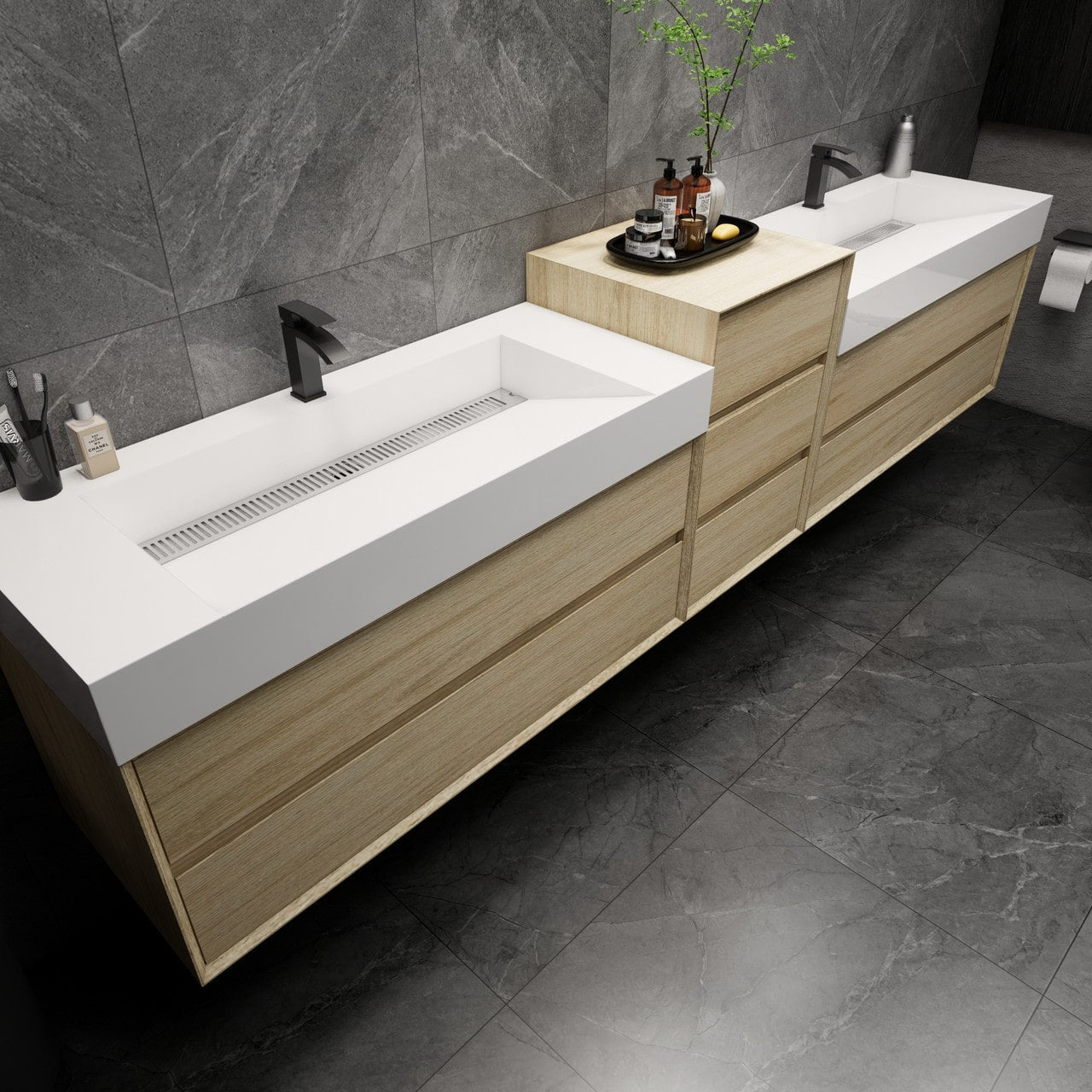 MAX 92" Wall Mounted Vanity with Double Sink