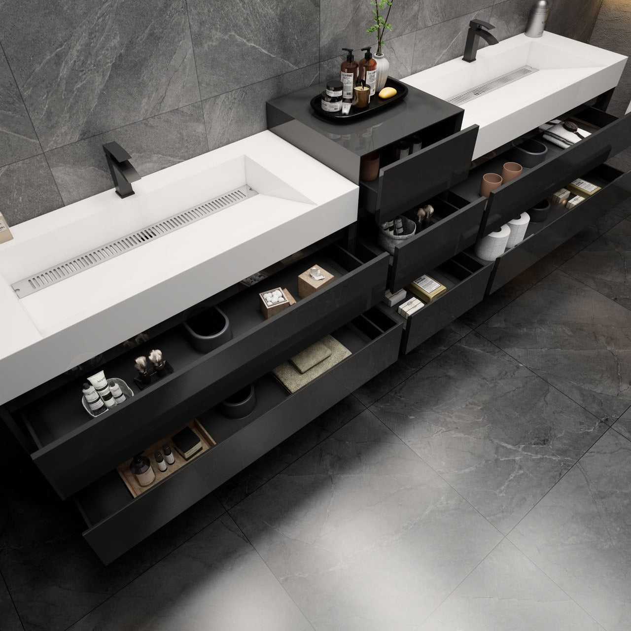 MAX 92" Wall Mounted Vanity with Double Sink