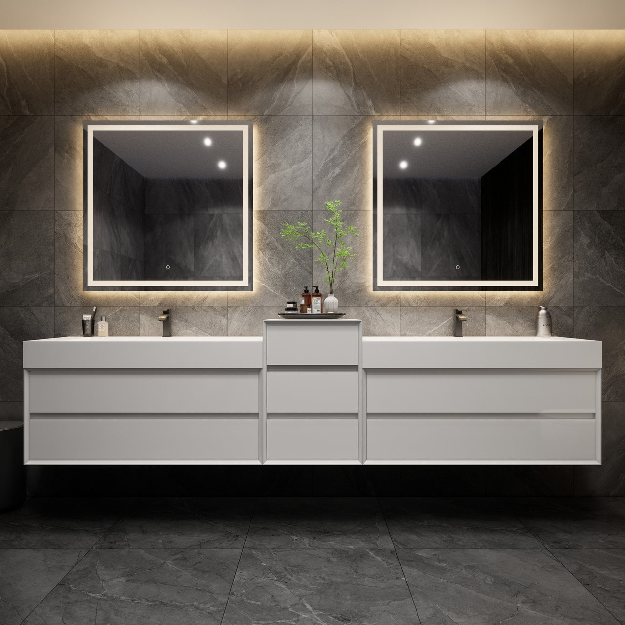 MAX 92" Wall Mounted Vanity with Double Sink