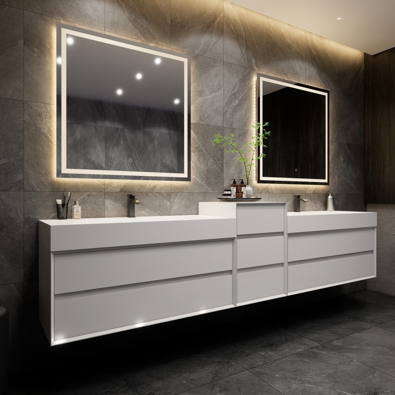 MAX 92" Wall Mounted Vanity with Double Sink