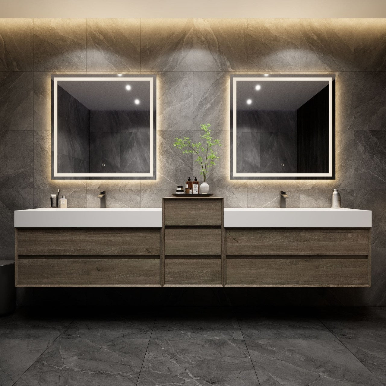 MAX 92" Wall Mounted Vanity with Double Sink