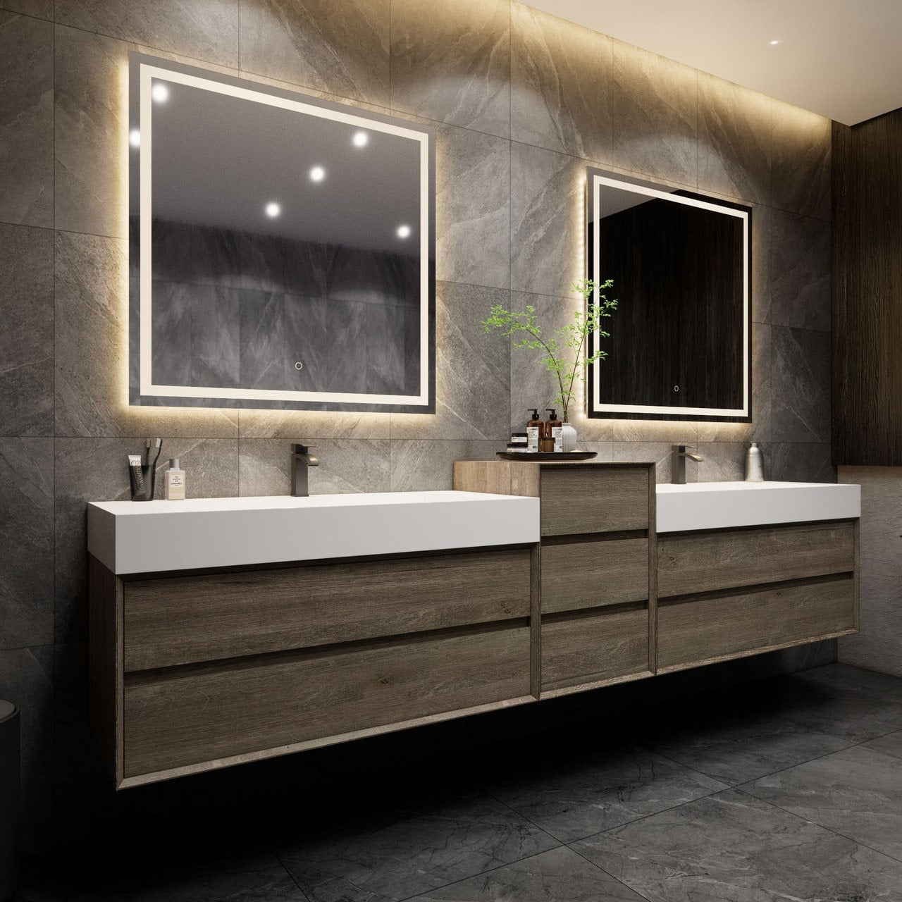 MAX 92" Wall Mounted Vanity with Double Sink