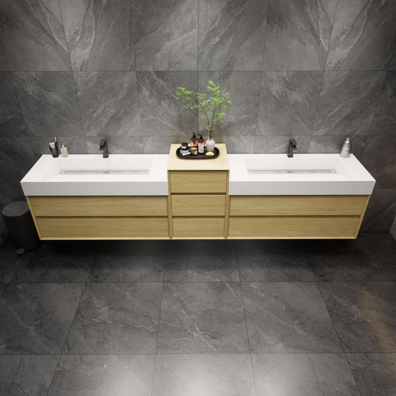 MAX 92" Wall Mounted Vanity with Double Sink