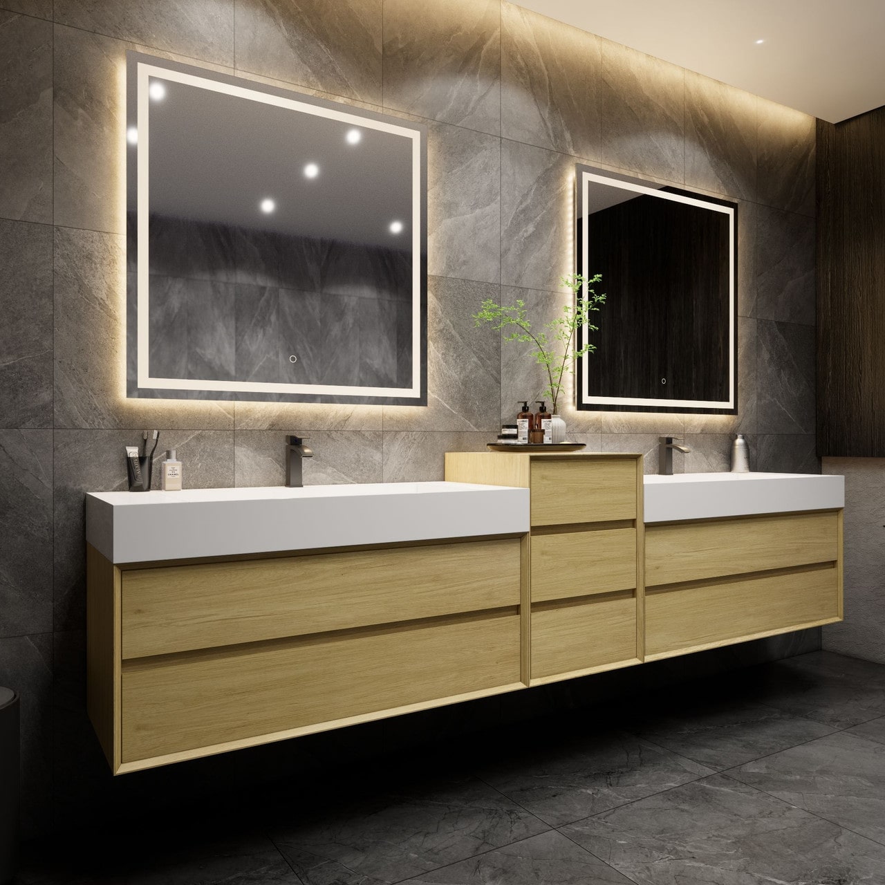 MAX 92" Wall Mounted Vanity with Double Sink