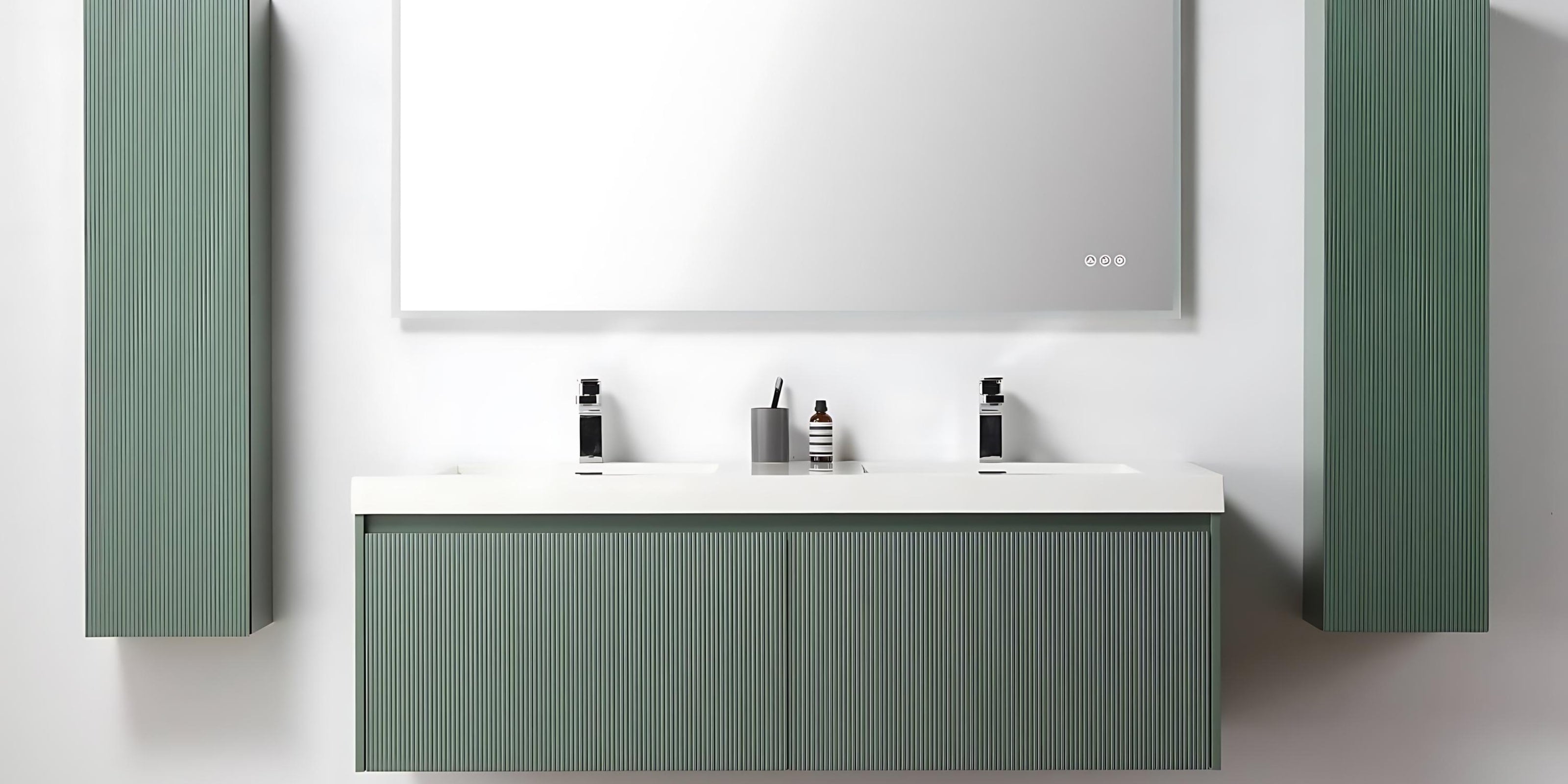 Floating Modern Bathroom vanities help keep your bathroom clean and fresh.