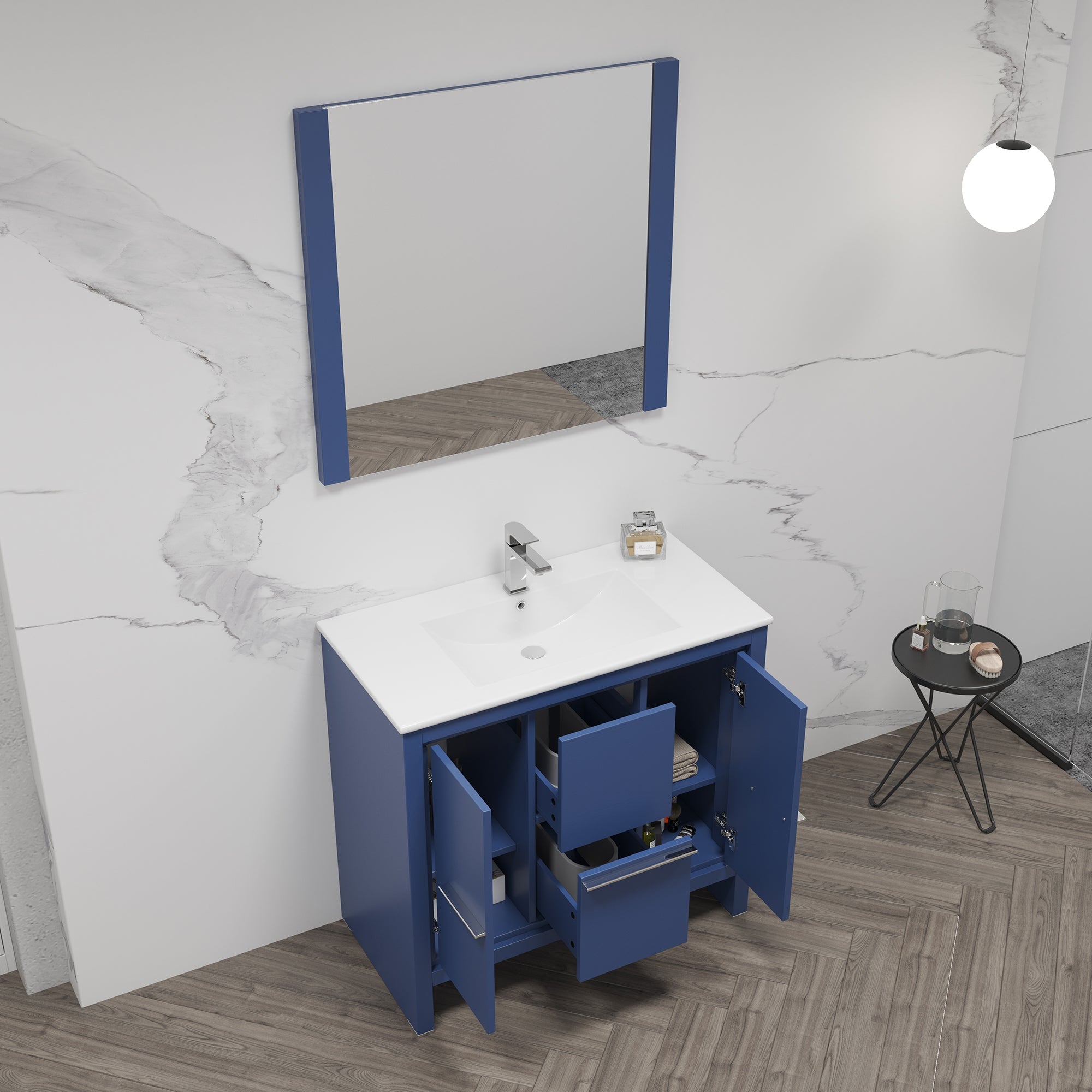 Milan 36 Inch Vanity with Ceramic Top Vanity Plus - Modern Bathroom Vanity