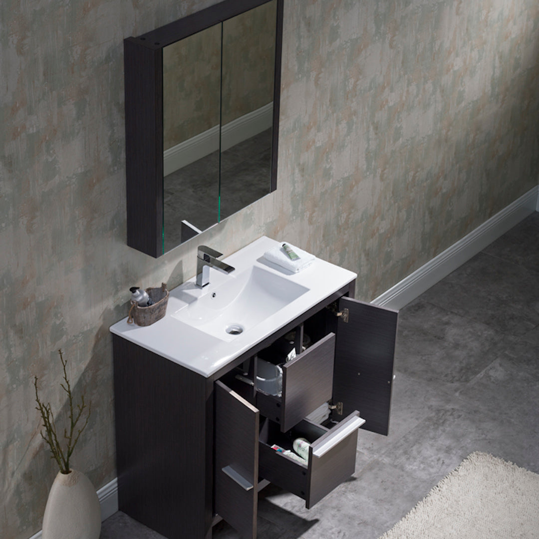 Milan 36 Inch Vanity with Ceramic Top - Modern Bathroom Vanity