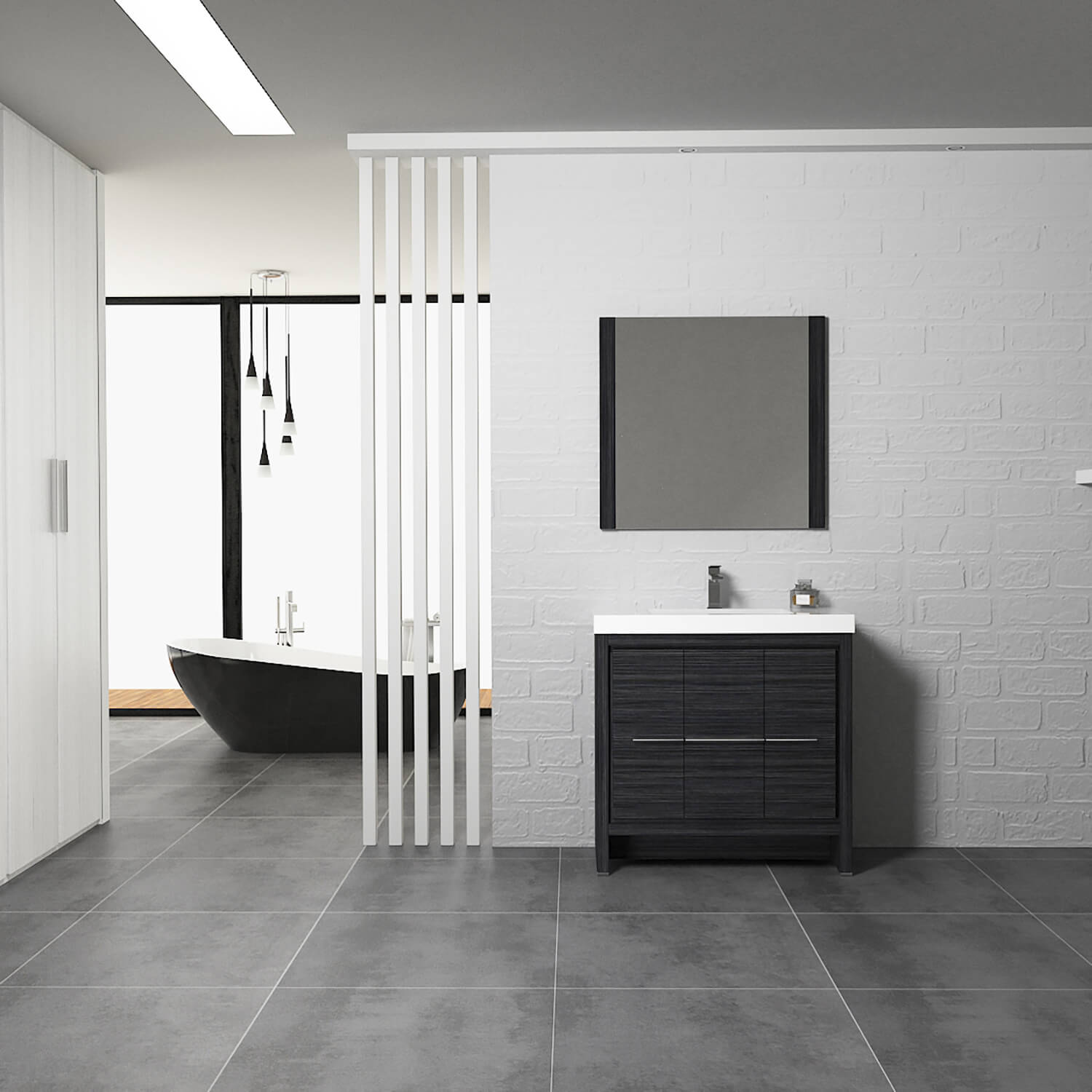 Milan 36 Inch Vanity with Ceramic Top - Modern Bathroom Vanity