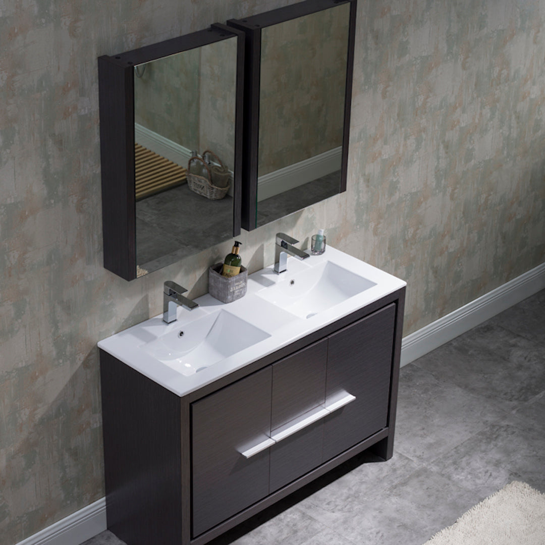 Milan 48 Inch Vanity with Ceramic Double Top - Modern Bathroom Vanity